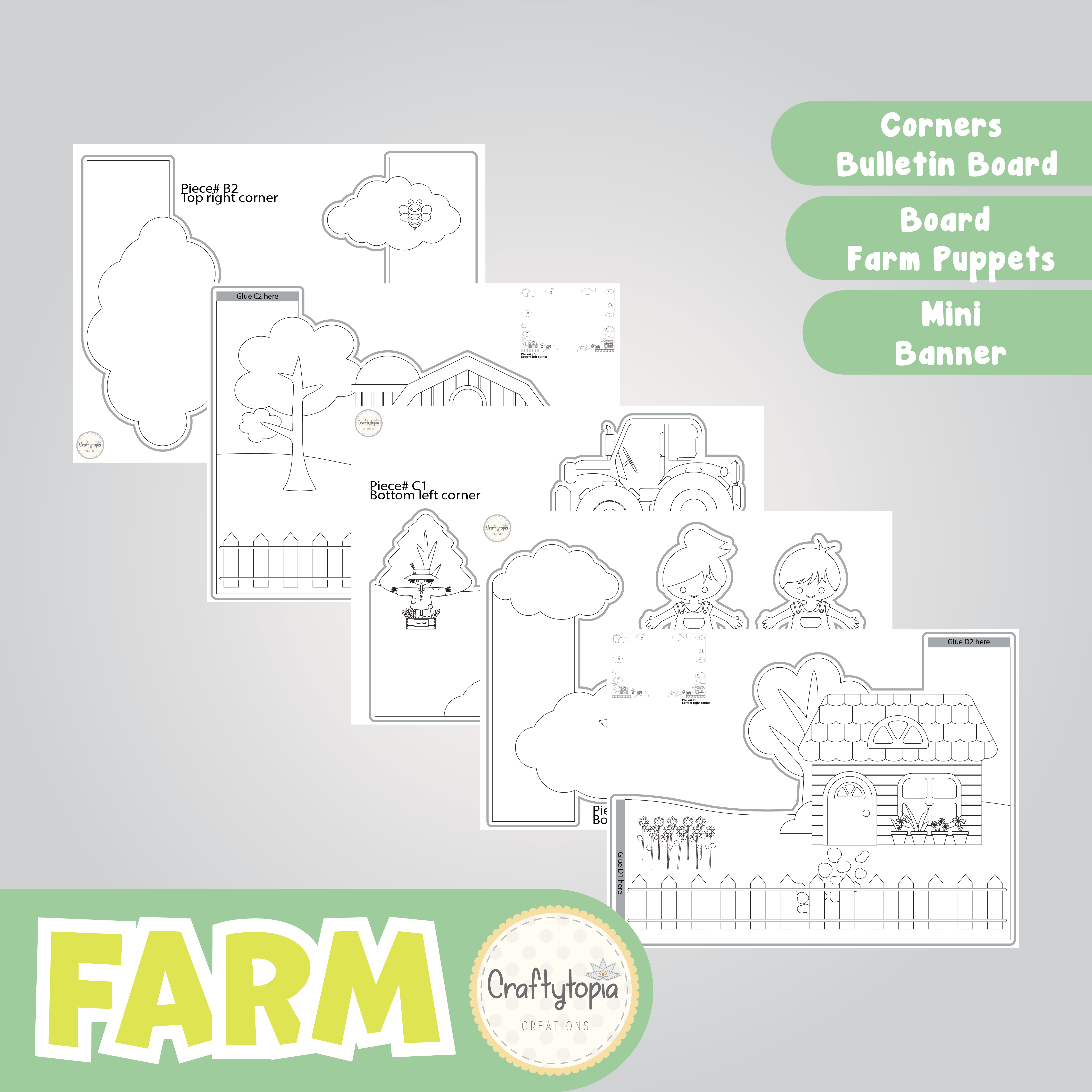 Printable Farm Bulletin Board for coloring