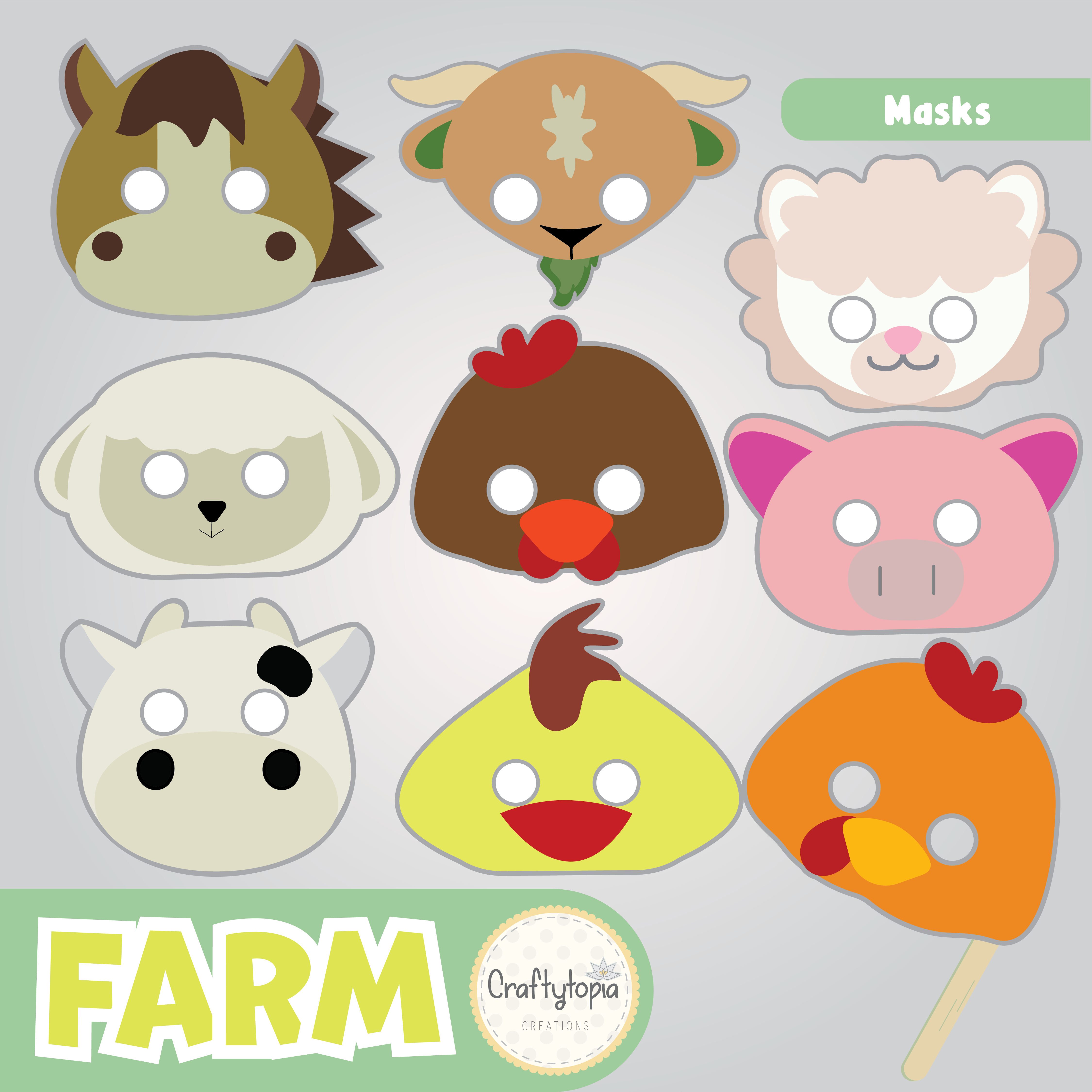 Printable Farm Masks Kids Activity
