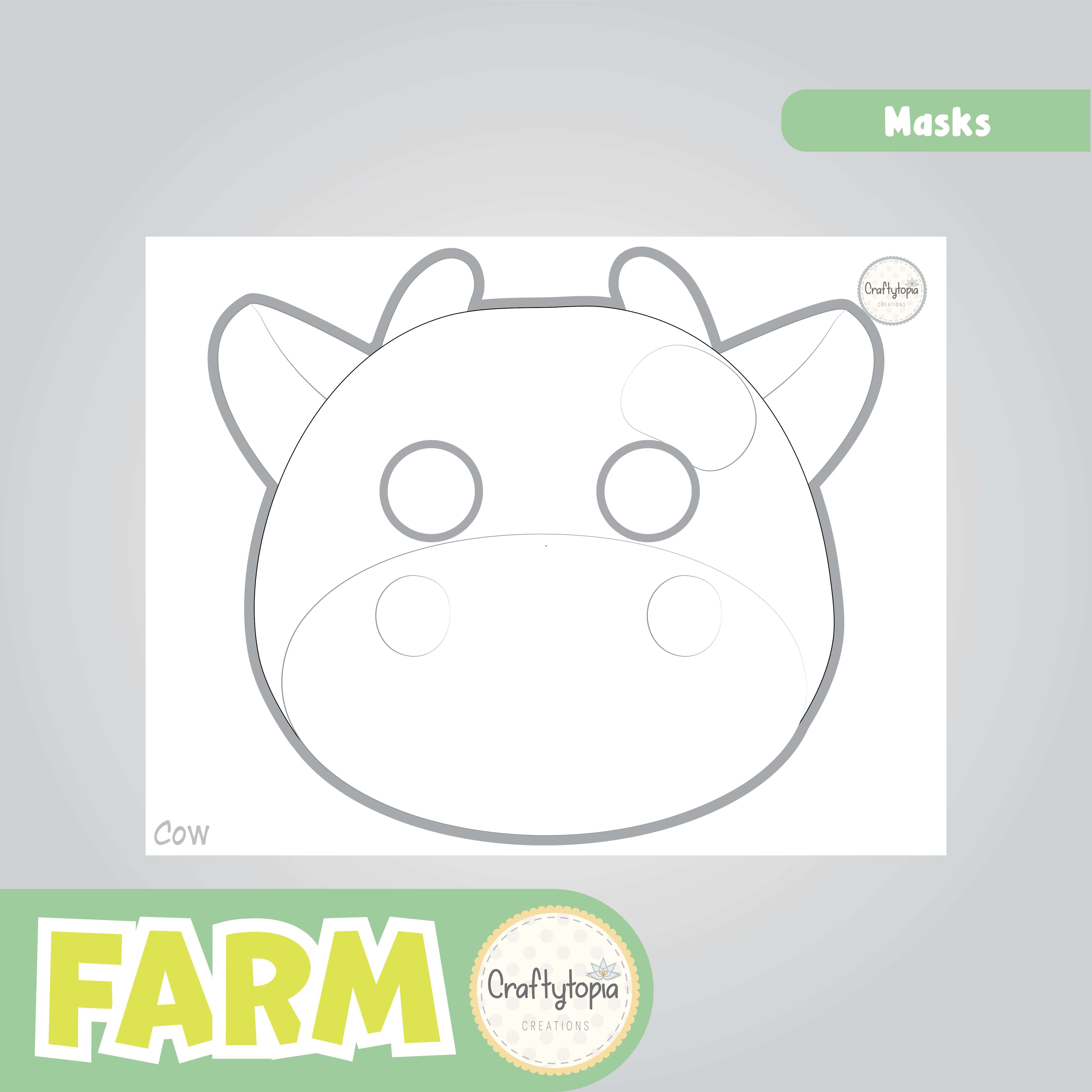 Printable Farm Masks Kids Activity for coloring
