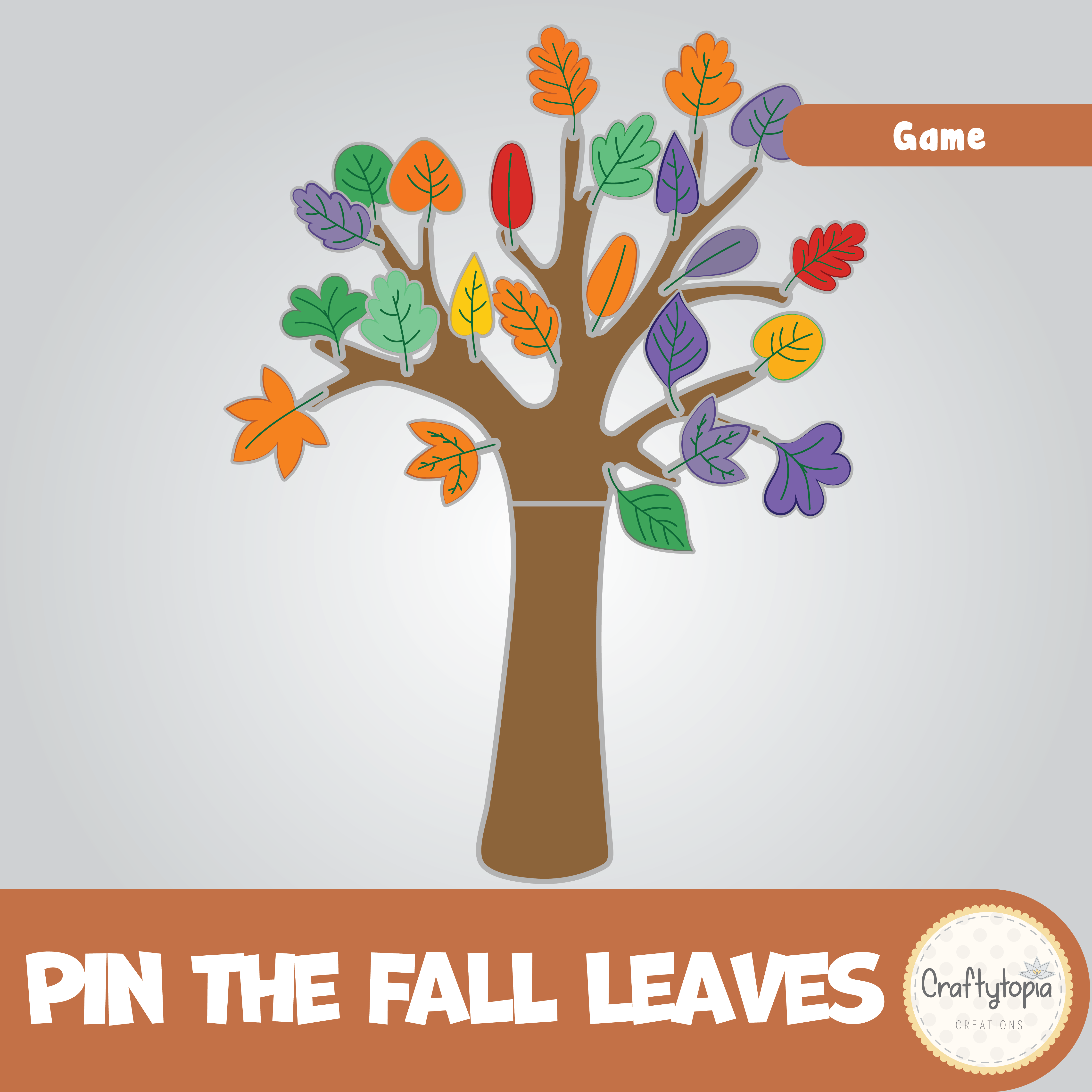 Printable Pin the Leaves on the Tree Fall Kids Game