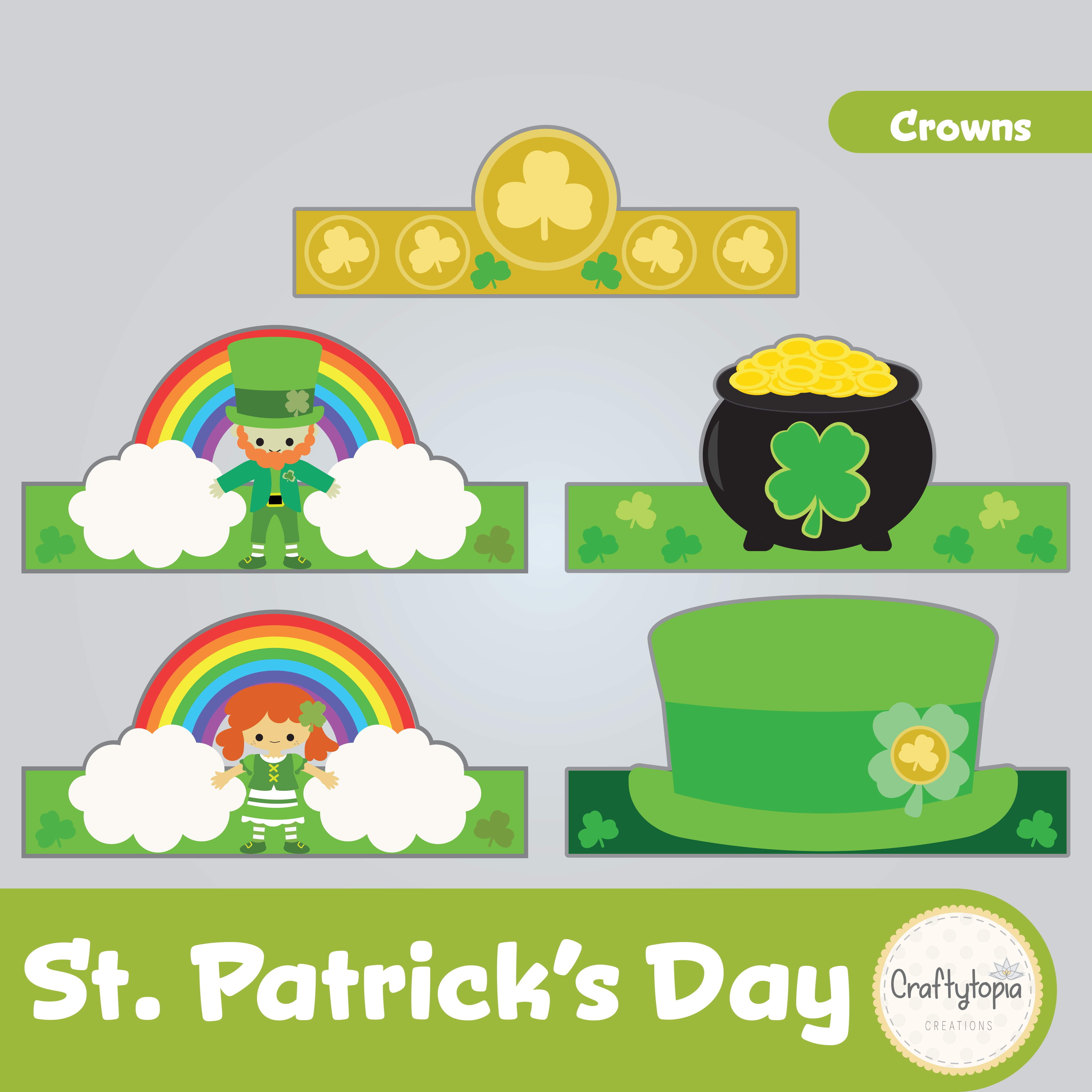 Printable St. Patrick's Day Crowns Kids Activity