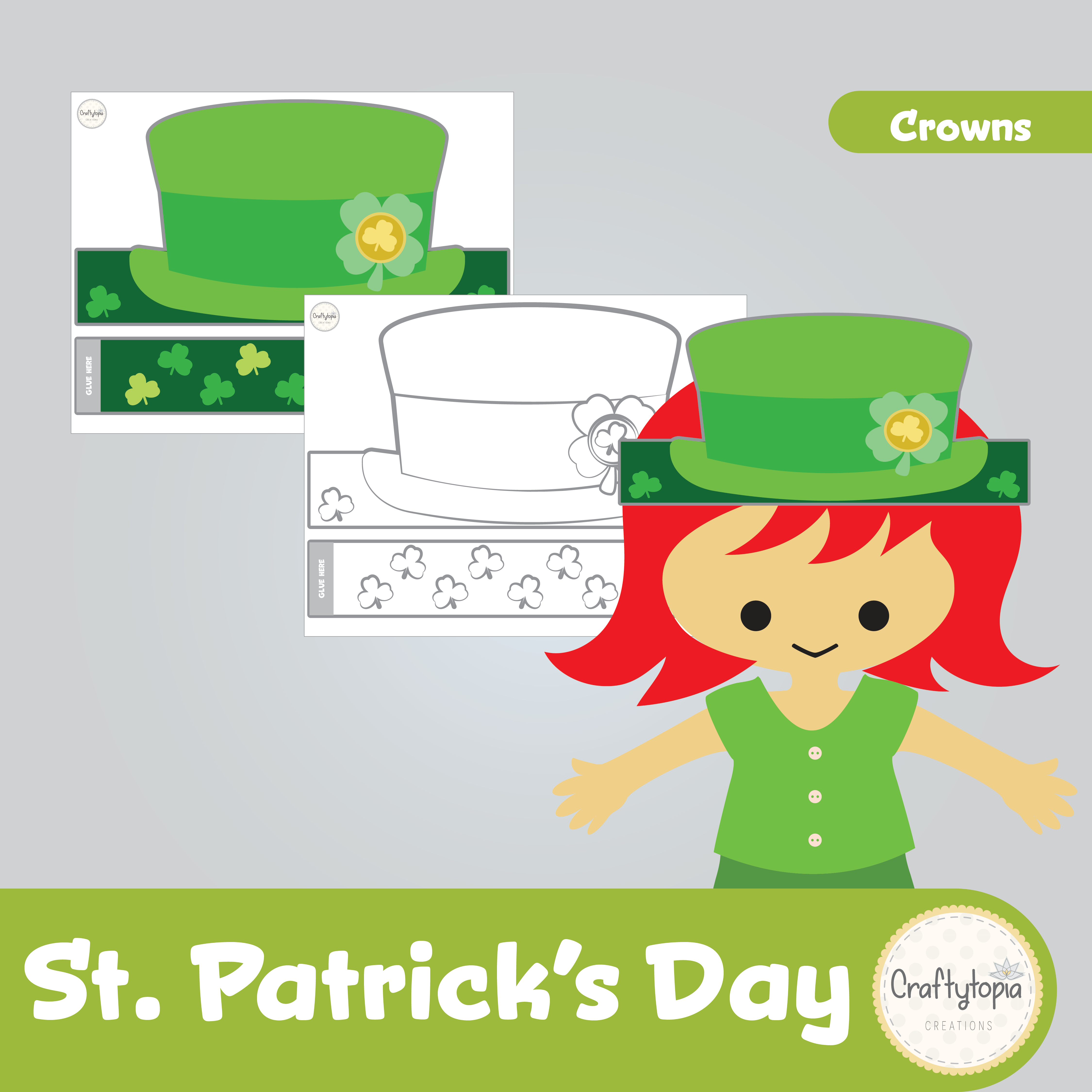 Printable St. Patrick's Day Crowns Kids Activity for coloring