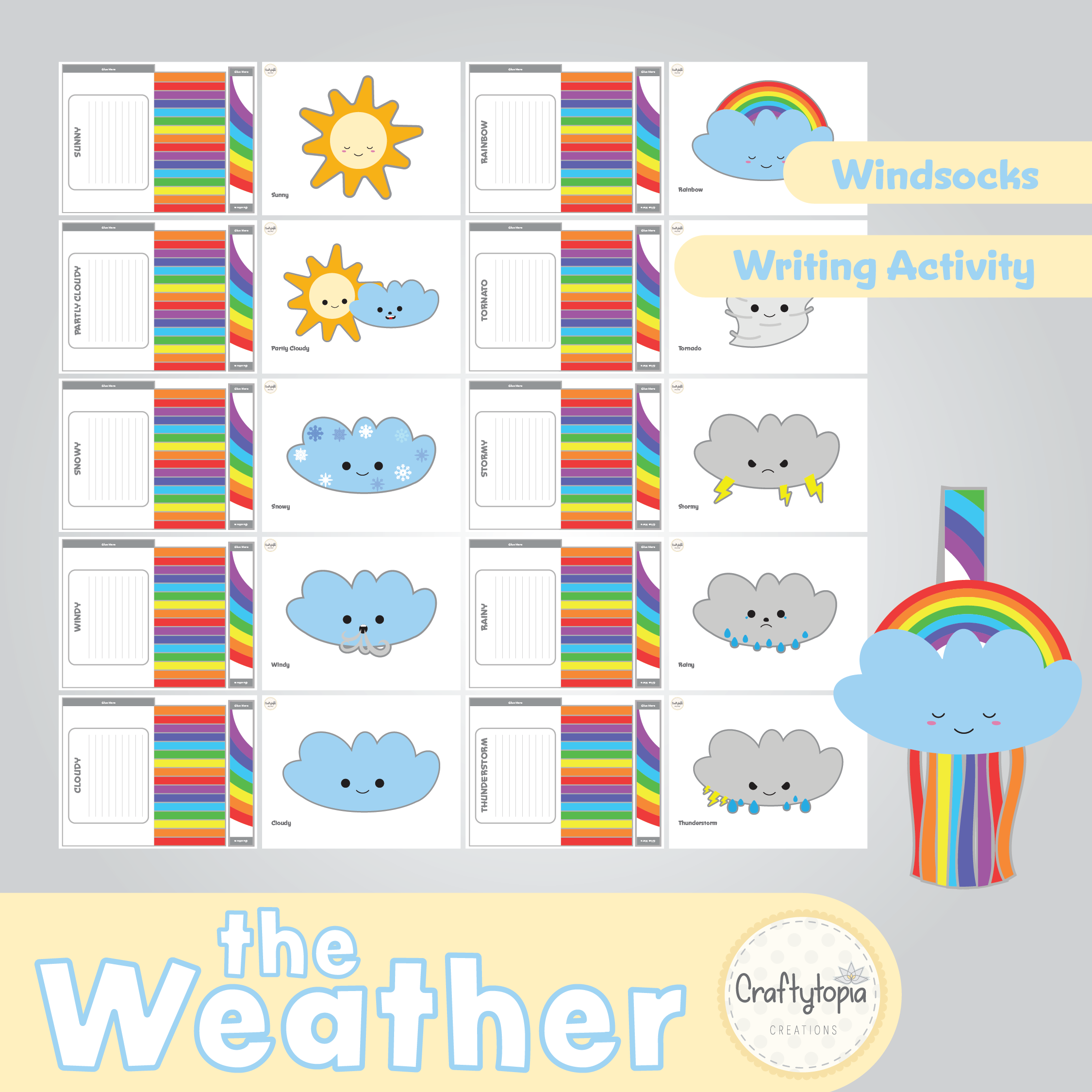 Printable Weather Windsocks Kids Activity in color