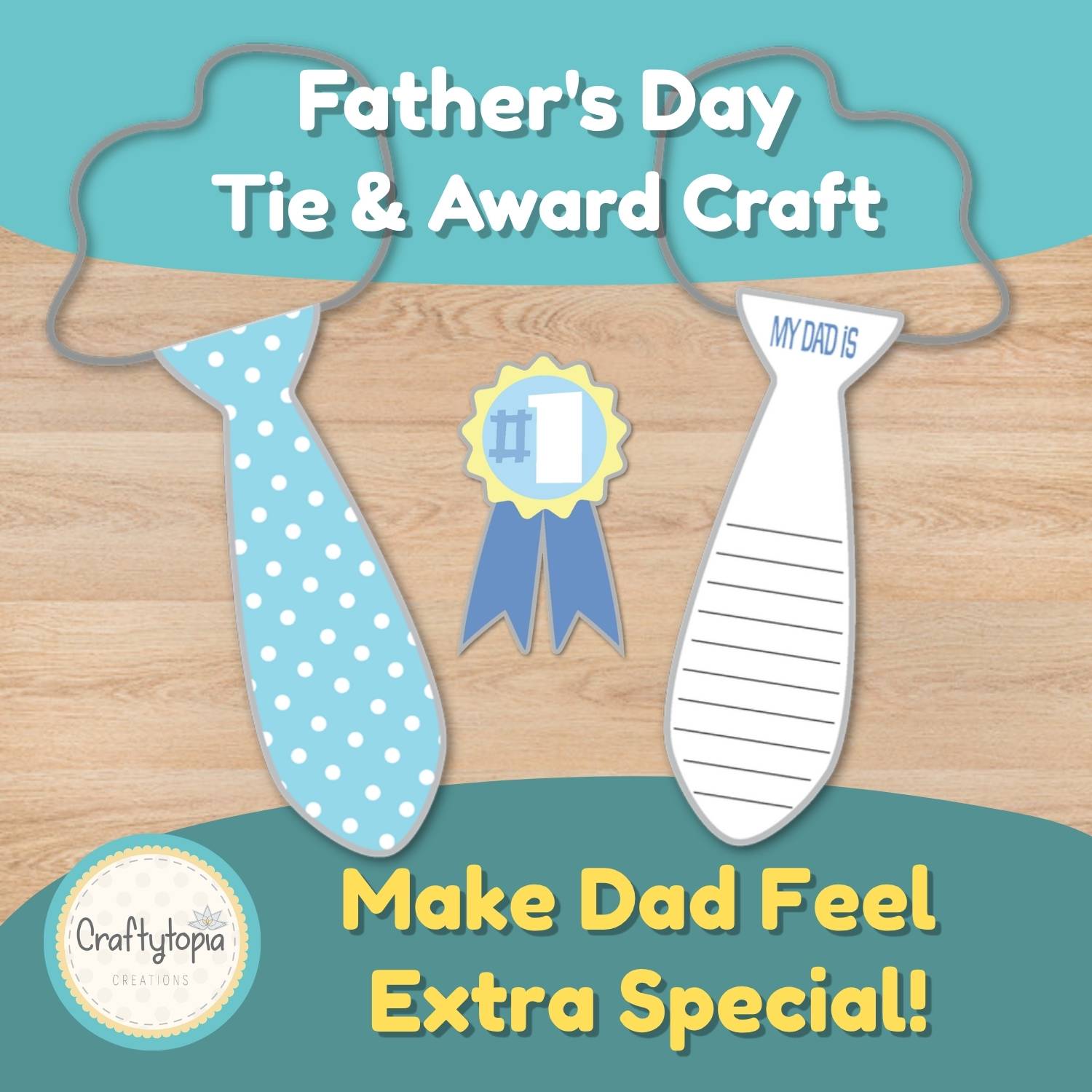 Printable Father's Day tie and medal craft for kids to color, write in, and give to Dad