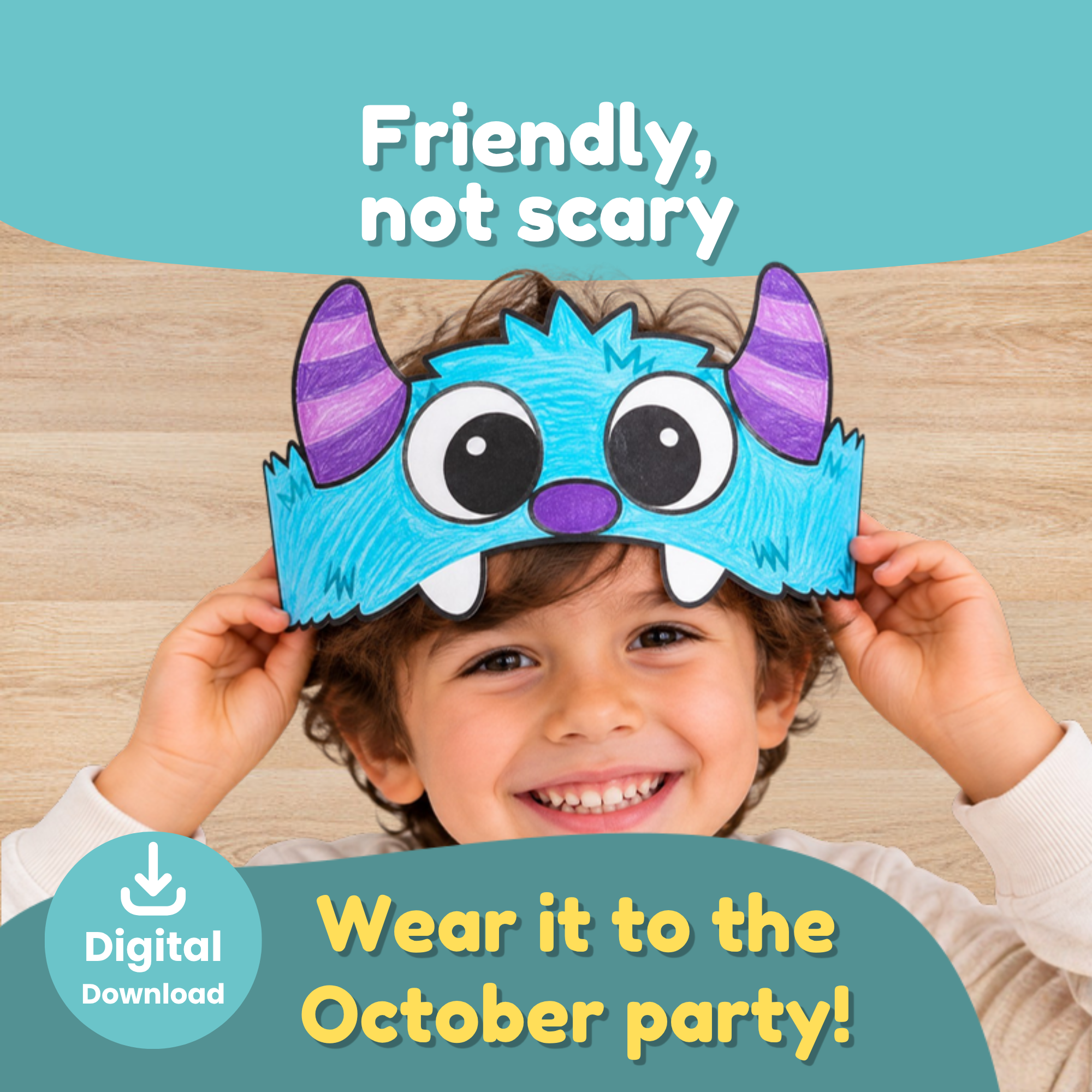 Friendly monster crown craft for a not-scary Halloween, perfect for kindergarten class parties and homeschool.