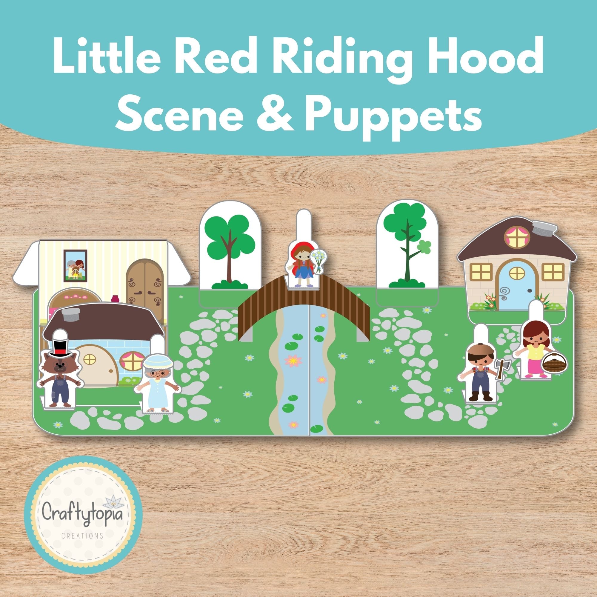 Printable Little Red Riding Hood Scene Puppets Kids Activity