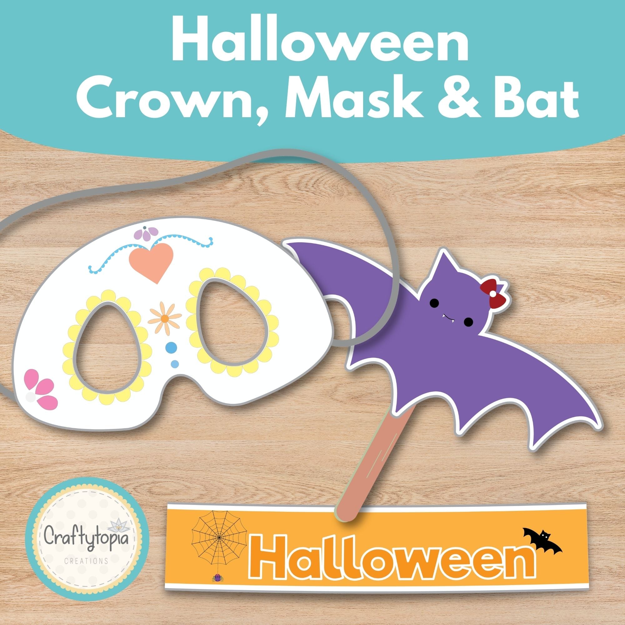Printable Halloween Crown, Mask, Puppet Craft Kids Activity