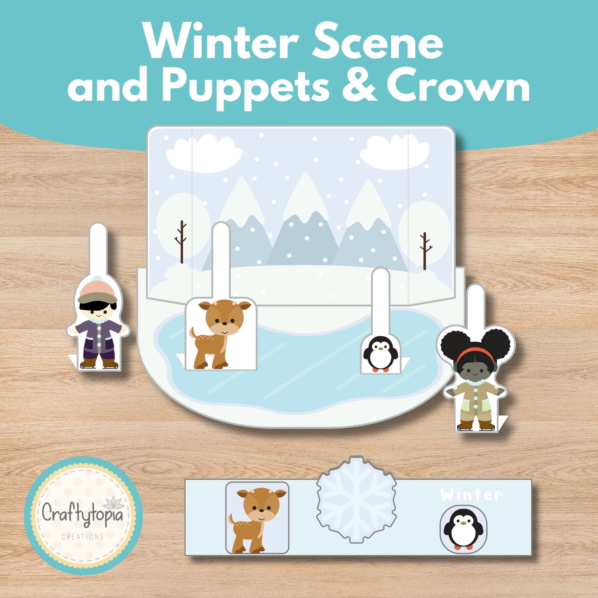 Printable Winter Scene and Puppets Kids Storytelling Activity
