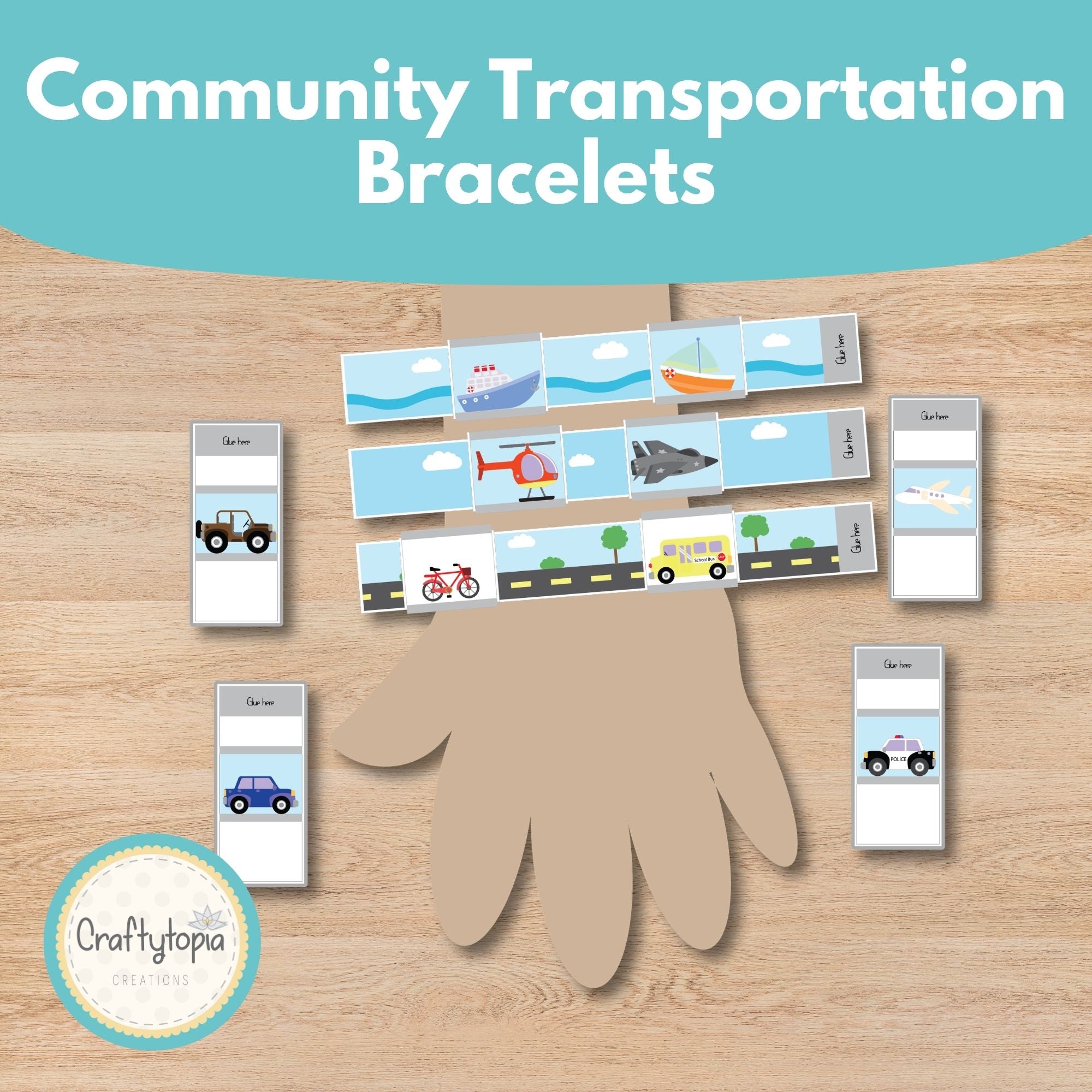 Printable Community Transportation Bracelets Kids Activity 