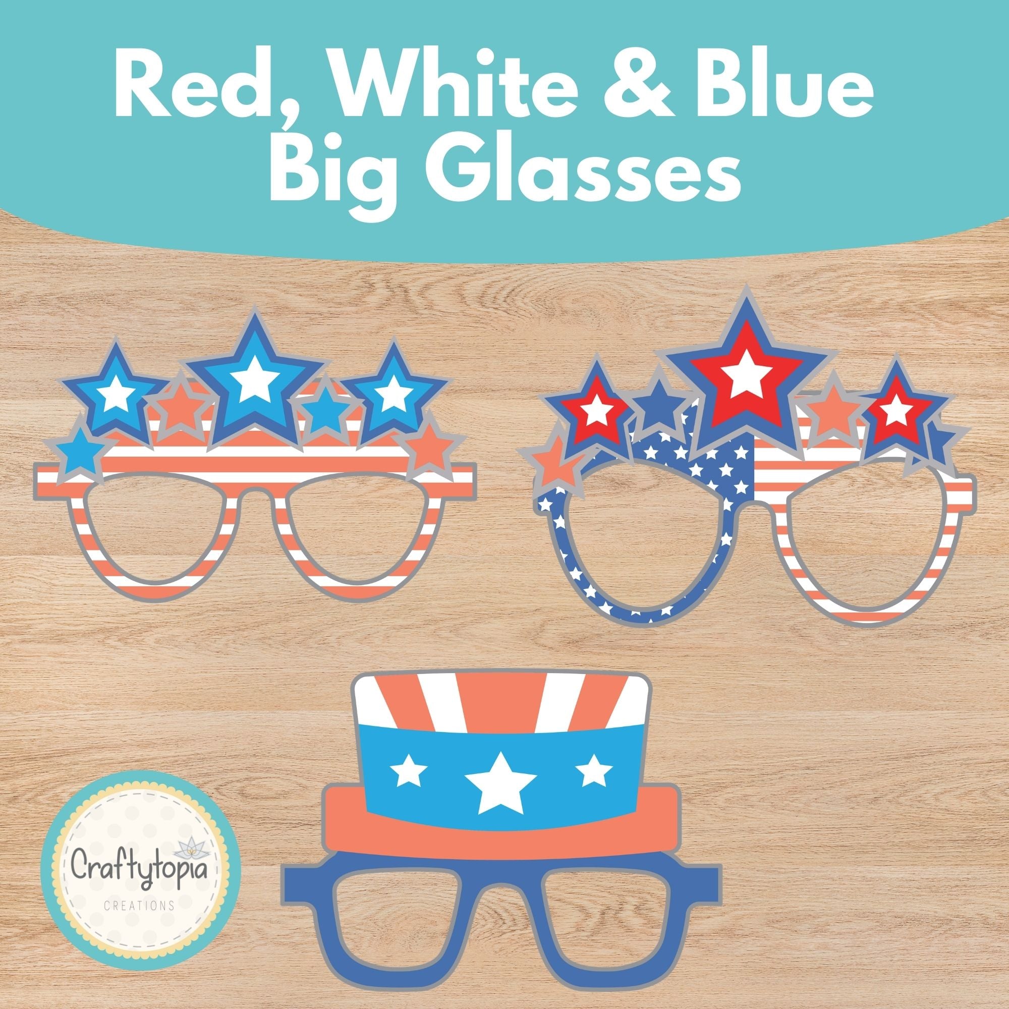 Printable Memorial and Independence Day Glasses Kids Activity
