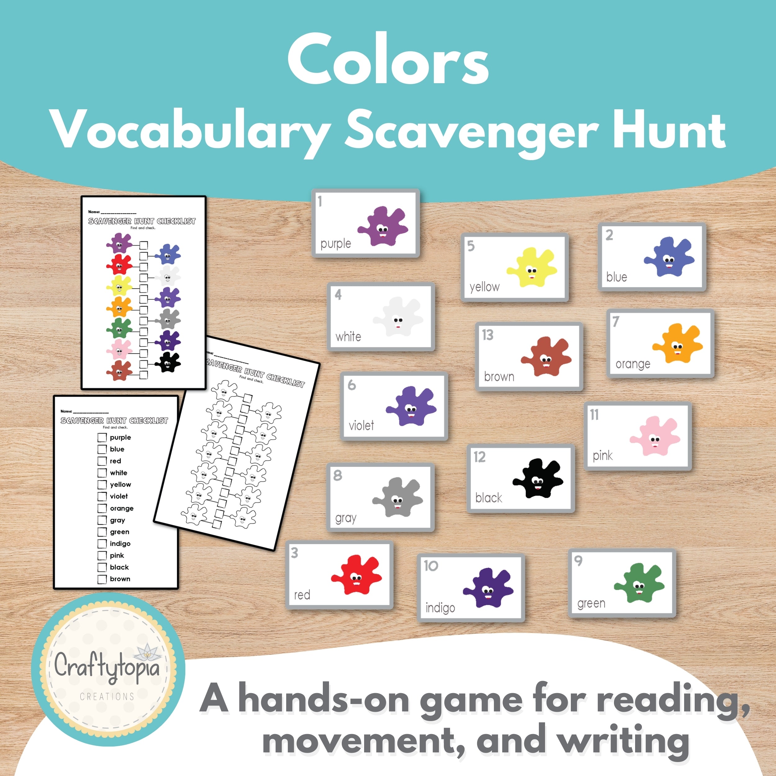 Printable Colors Flashcards and Scavenger Hunt Kids Activity