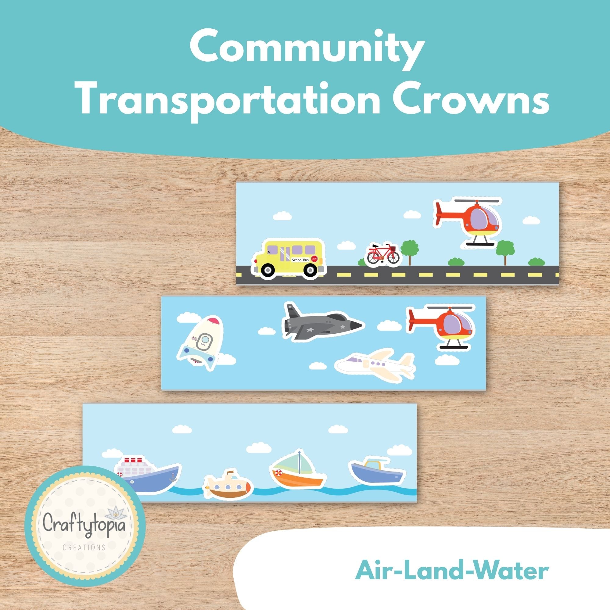 Printable Community Transportation Crown Kids Activity 