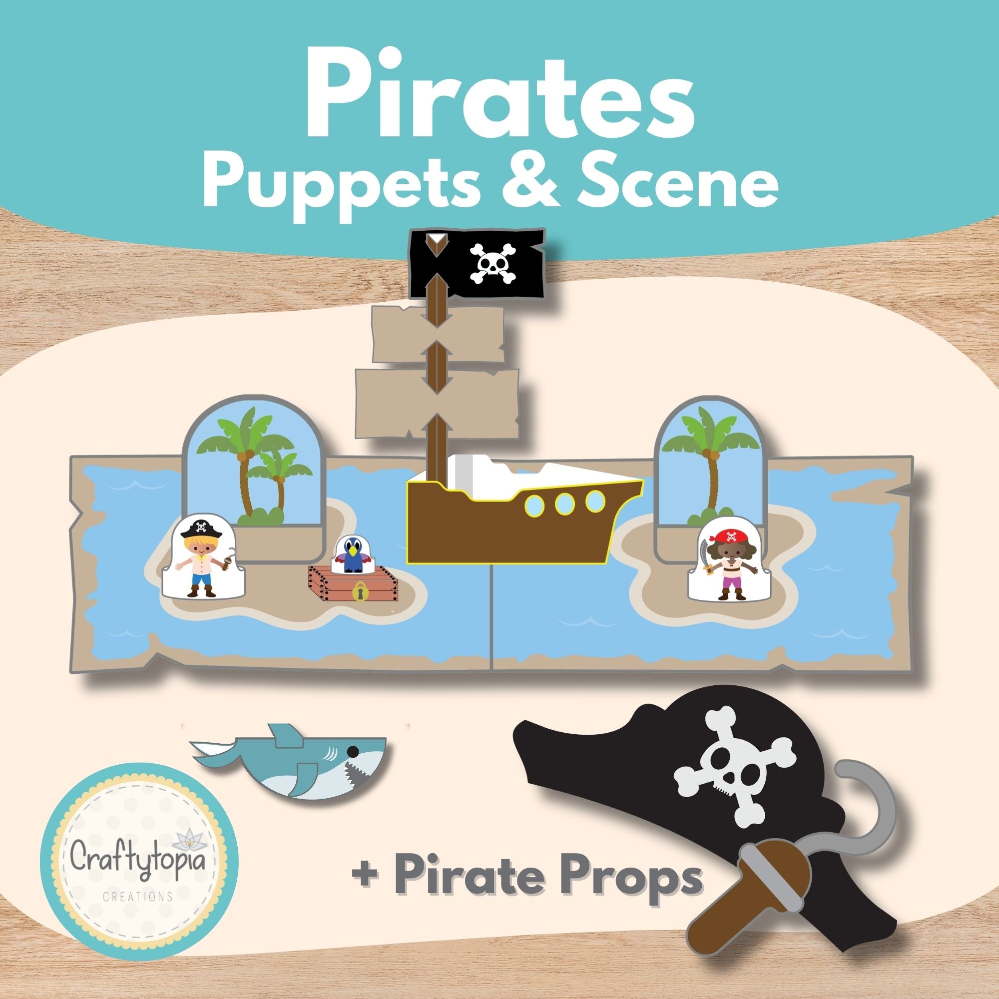 Printable Pirate Puppets Scene Kids Activity