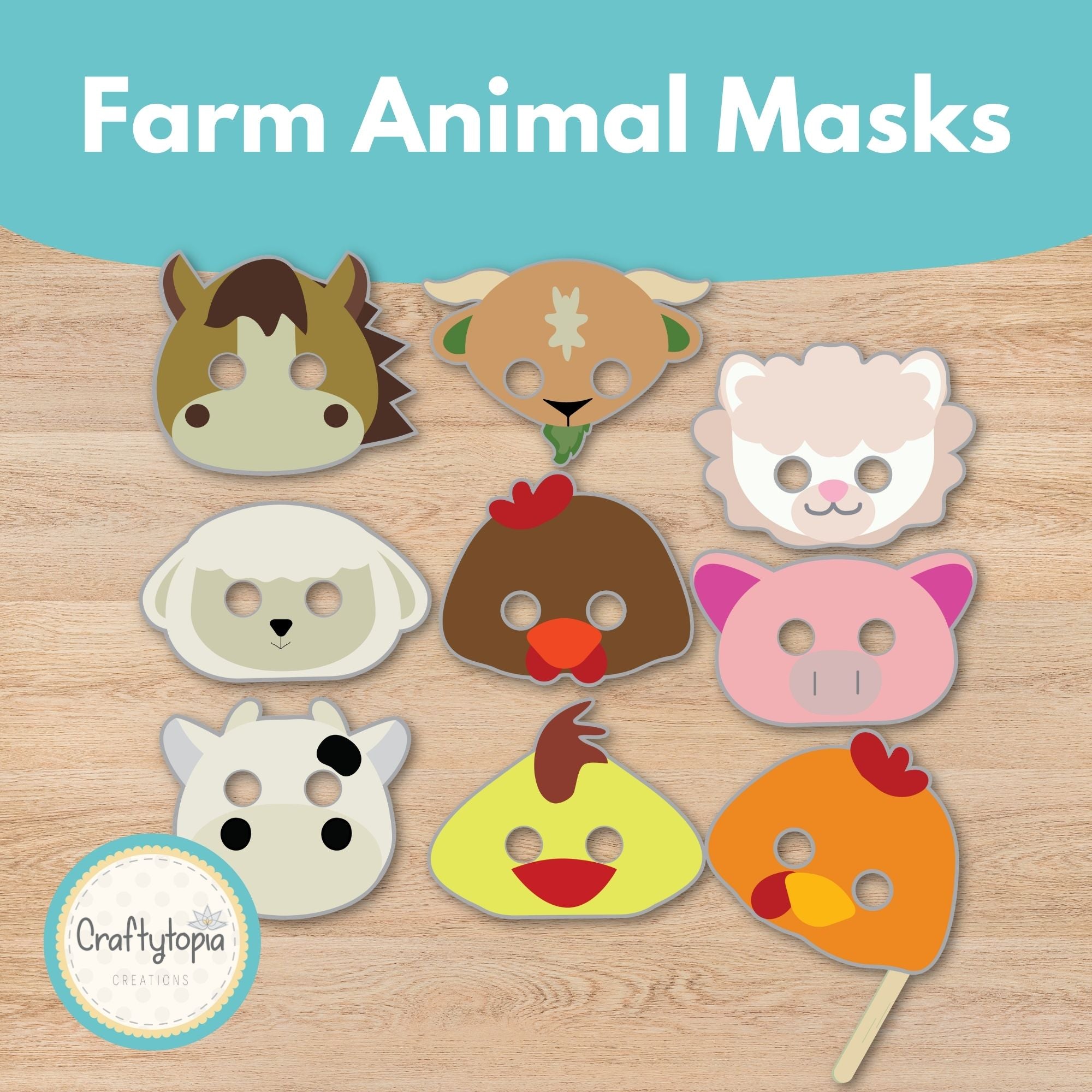 Printable Farm Masks Kids Activity