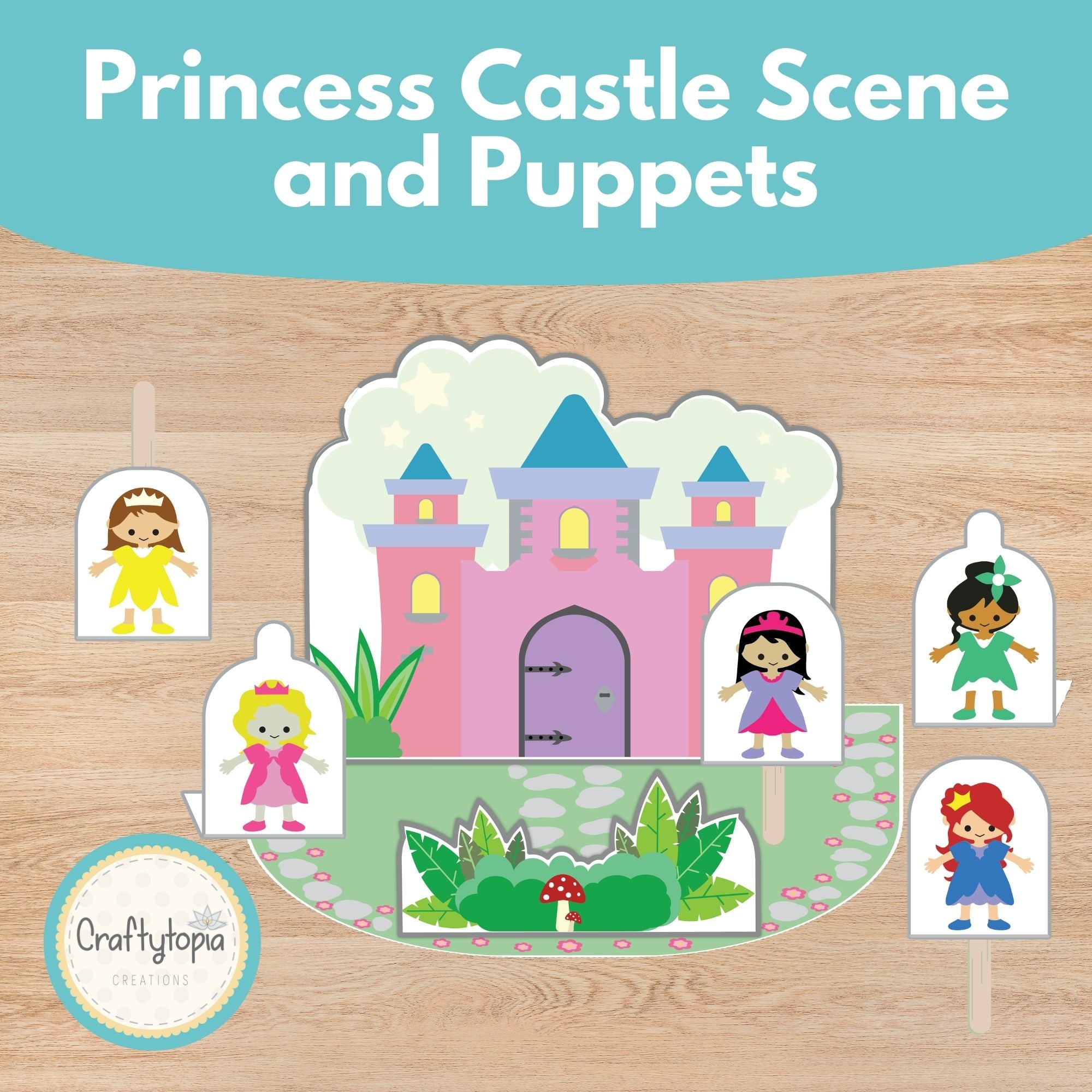 Printable Princess Puppets 3D Scene Kids Activity