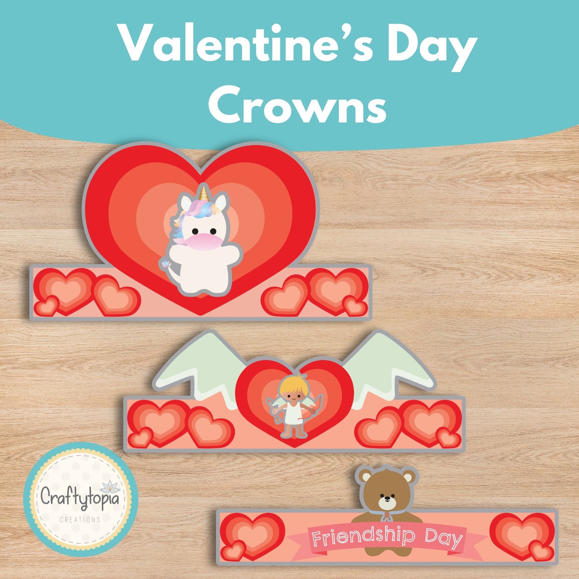 Printable Valentine Crowns Kids Activity