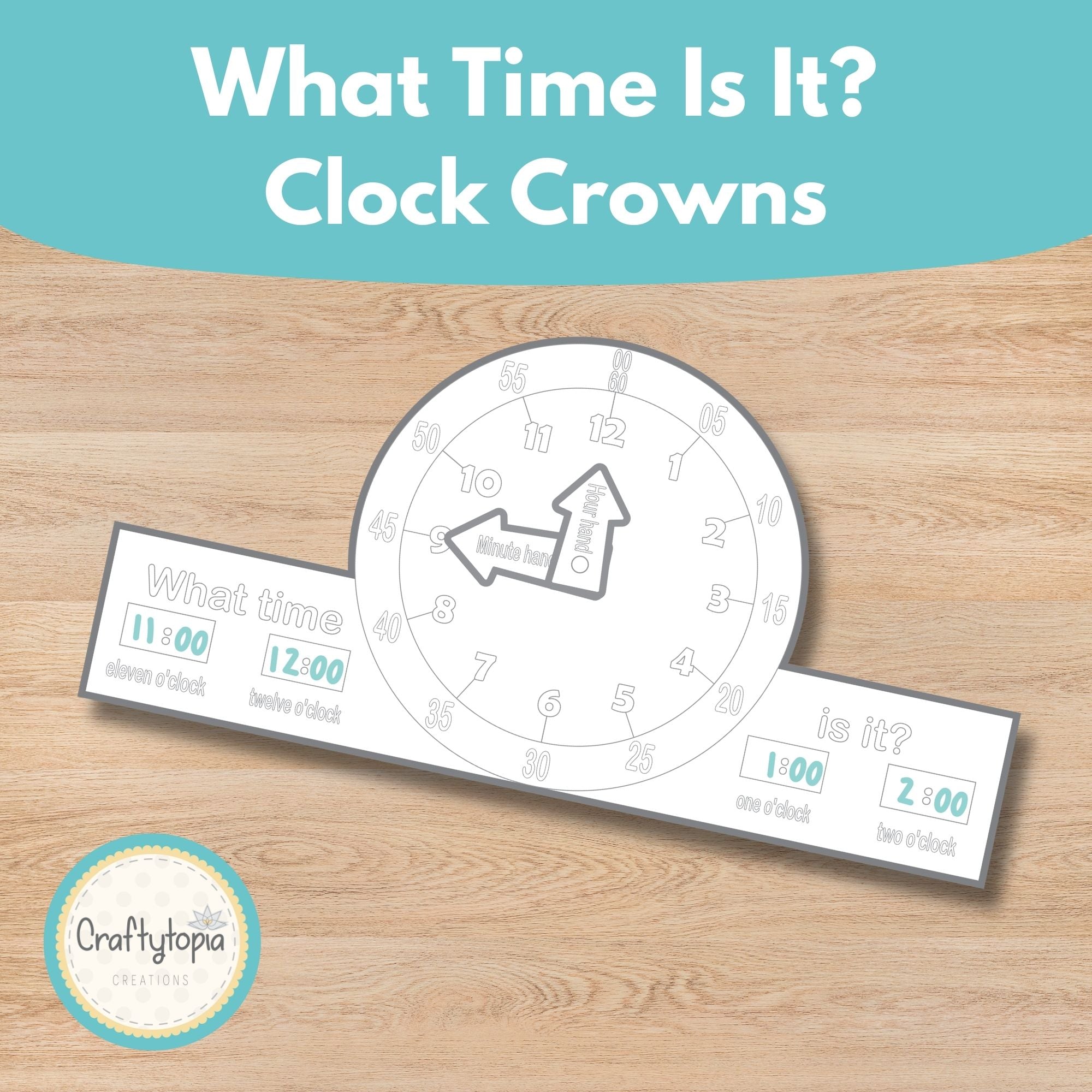 Printable Clock Crown Craft Kids Activity