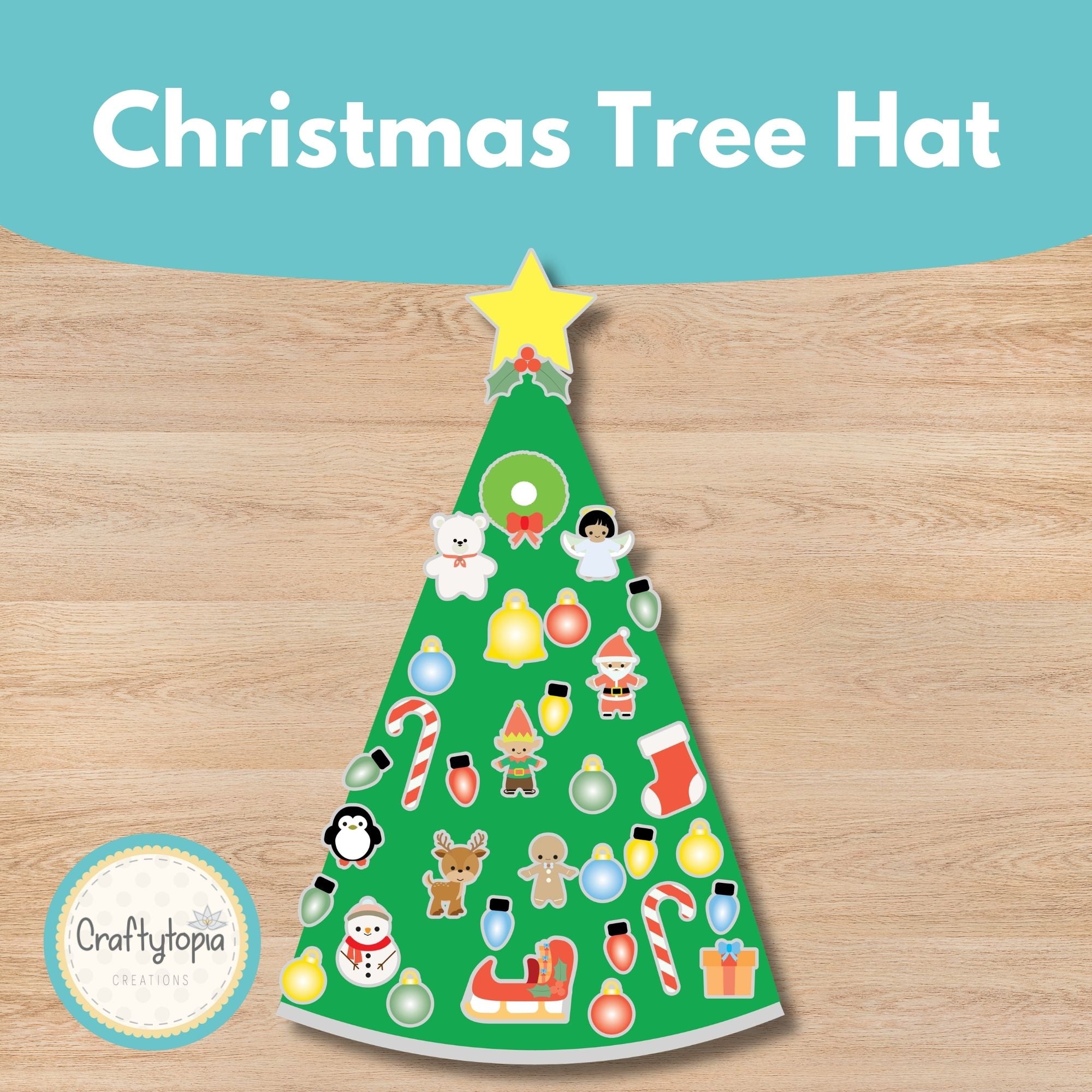 Printable Christmas Tree Hat Craft Kids Activity