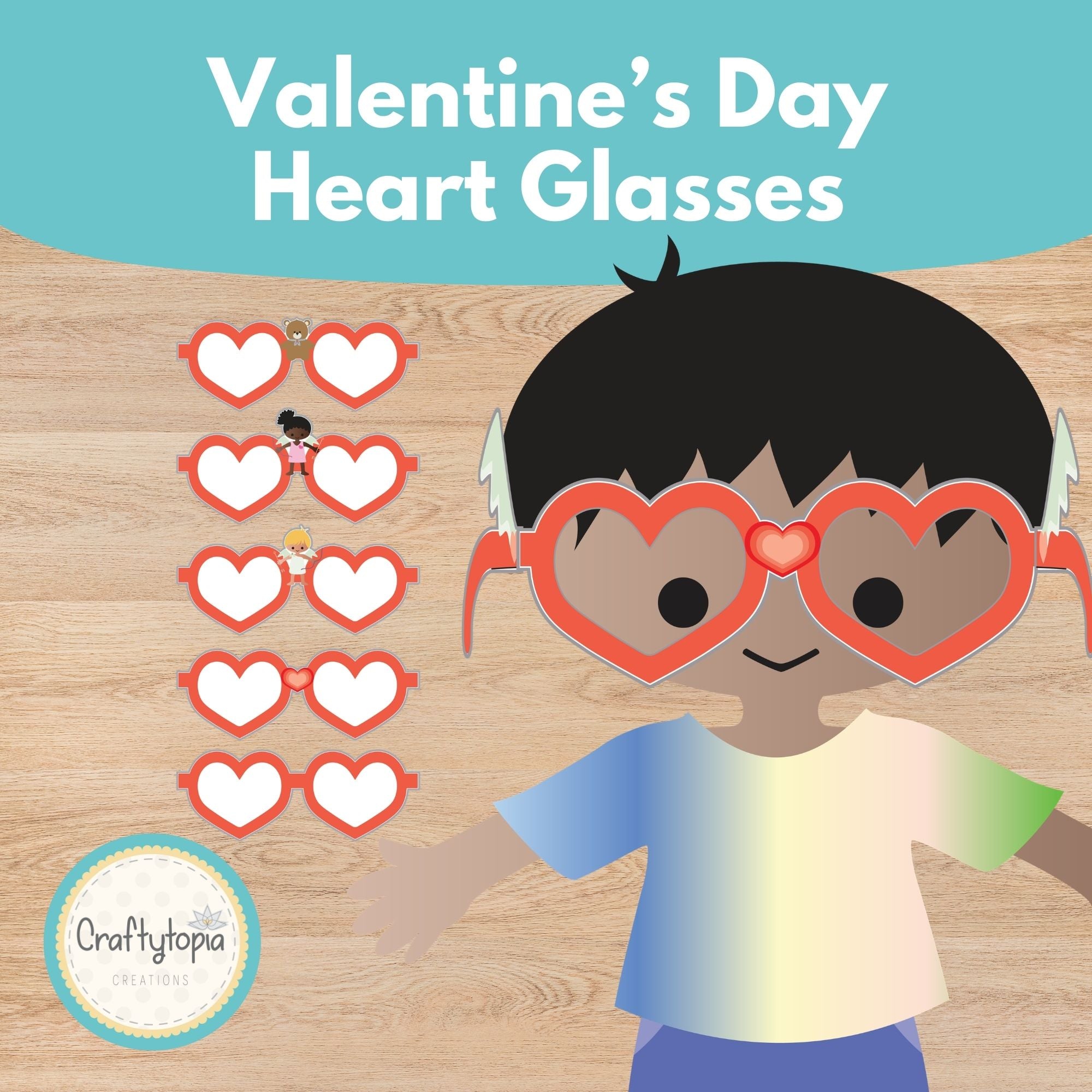 Printable Valentine Heart Glasses Kids Activity