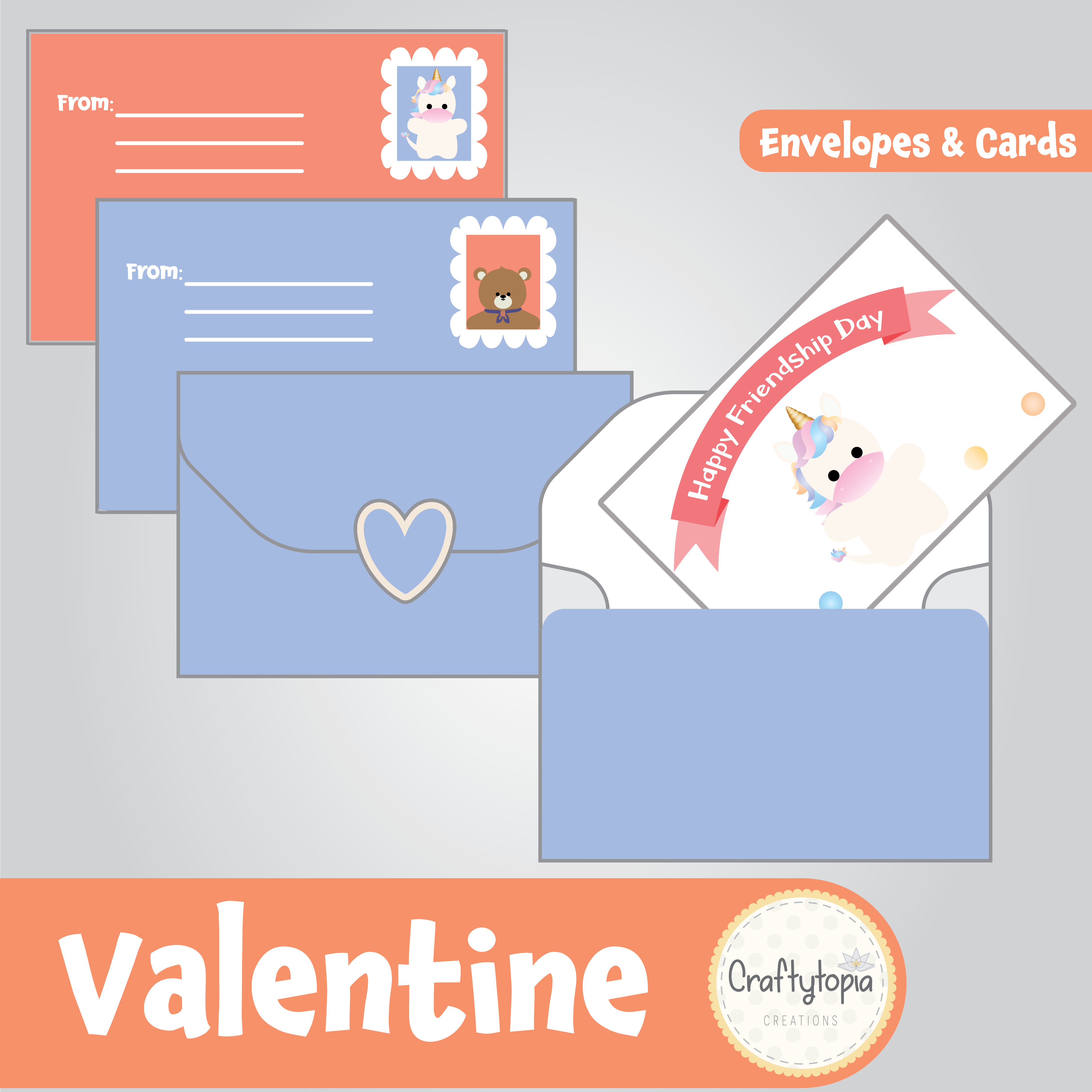 Printable Valentine Cards with Envelopes Kids Activity