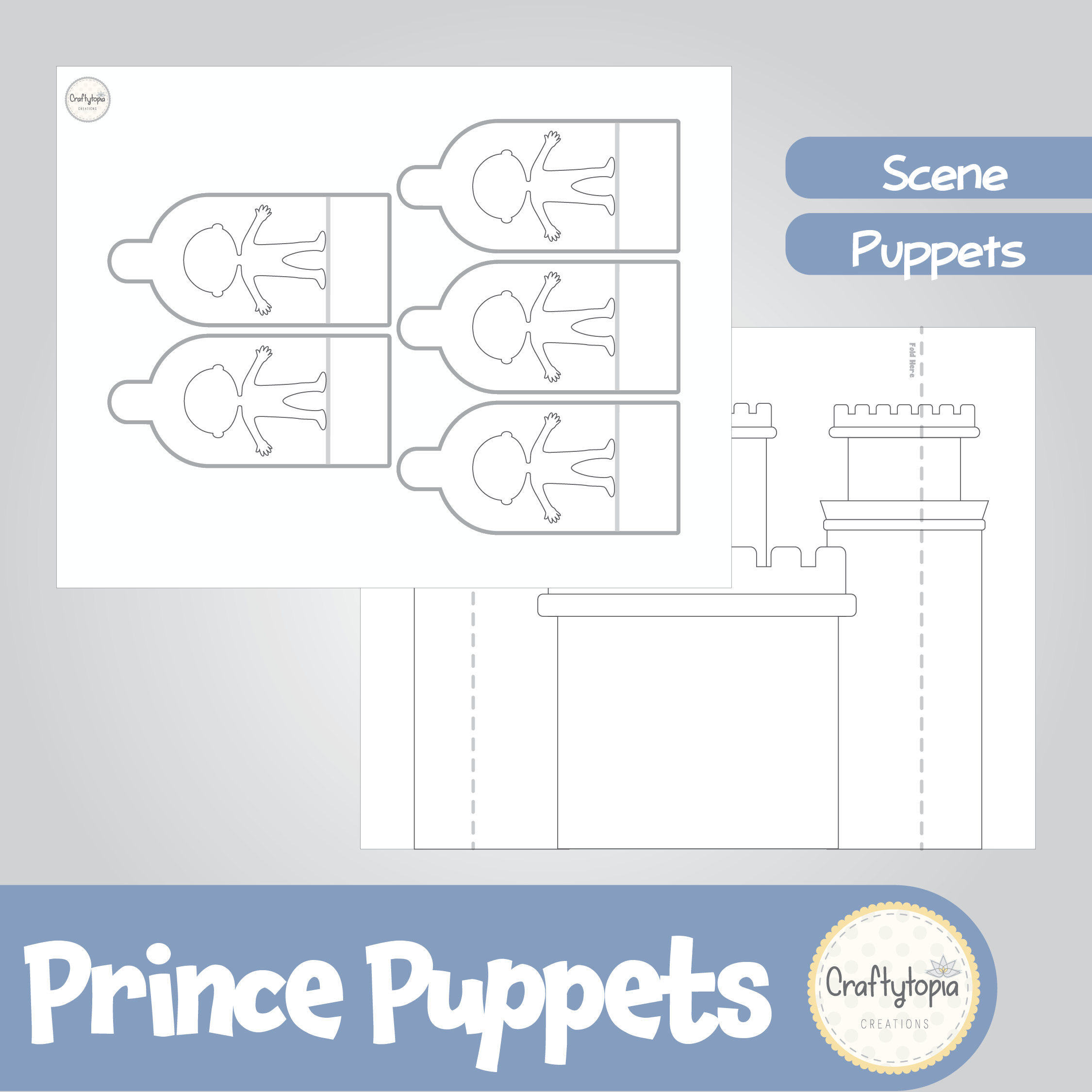 Printable Prince Puppets 2D Scene Kids Activity for coloring