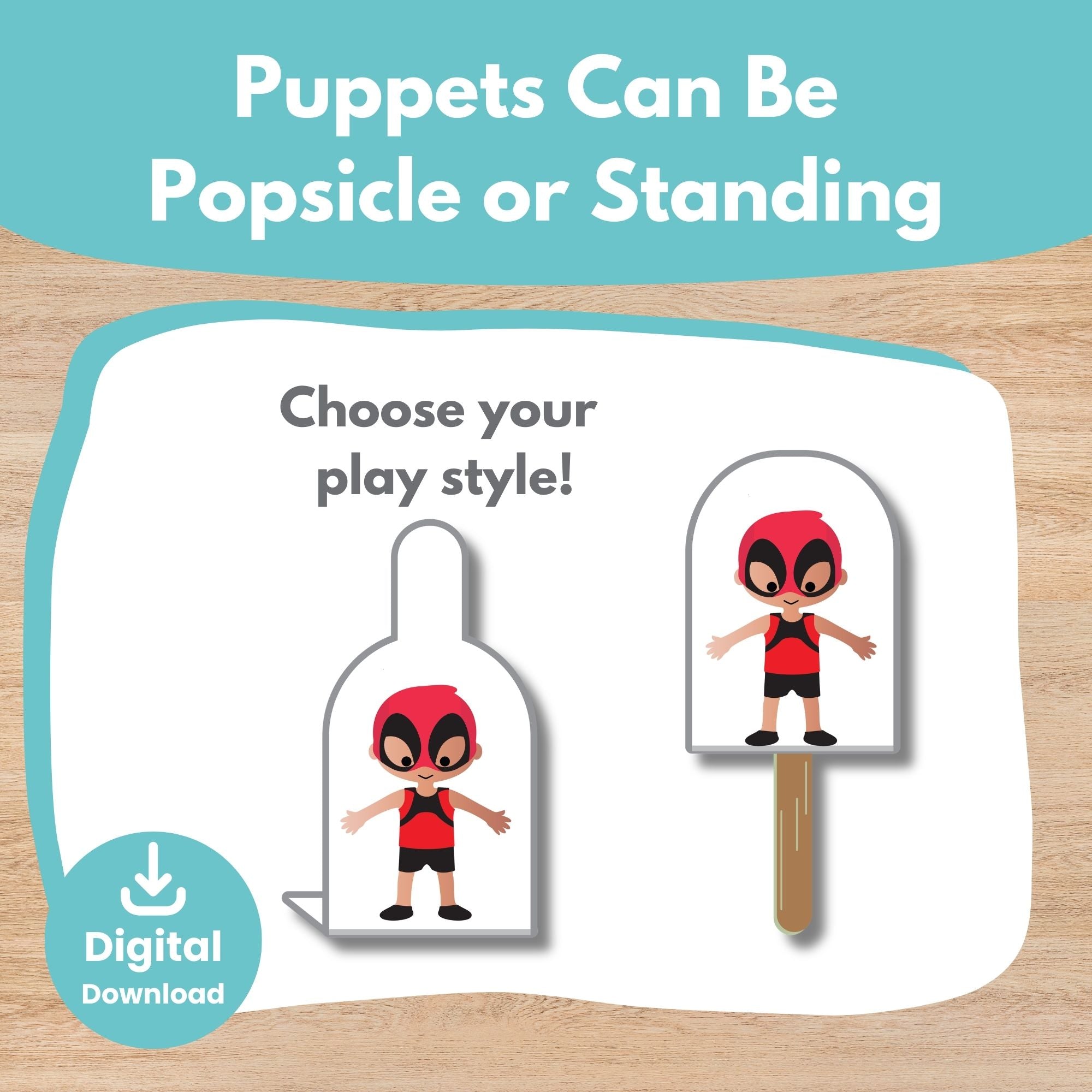 Printable Superhero Scene and Puppets Kids Storytelling Activity