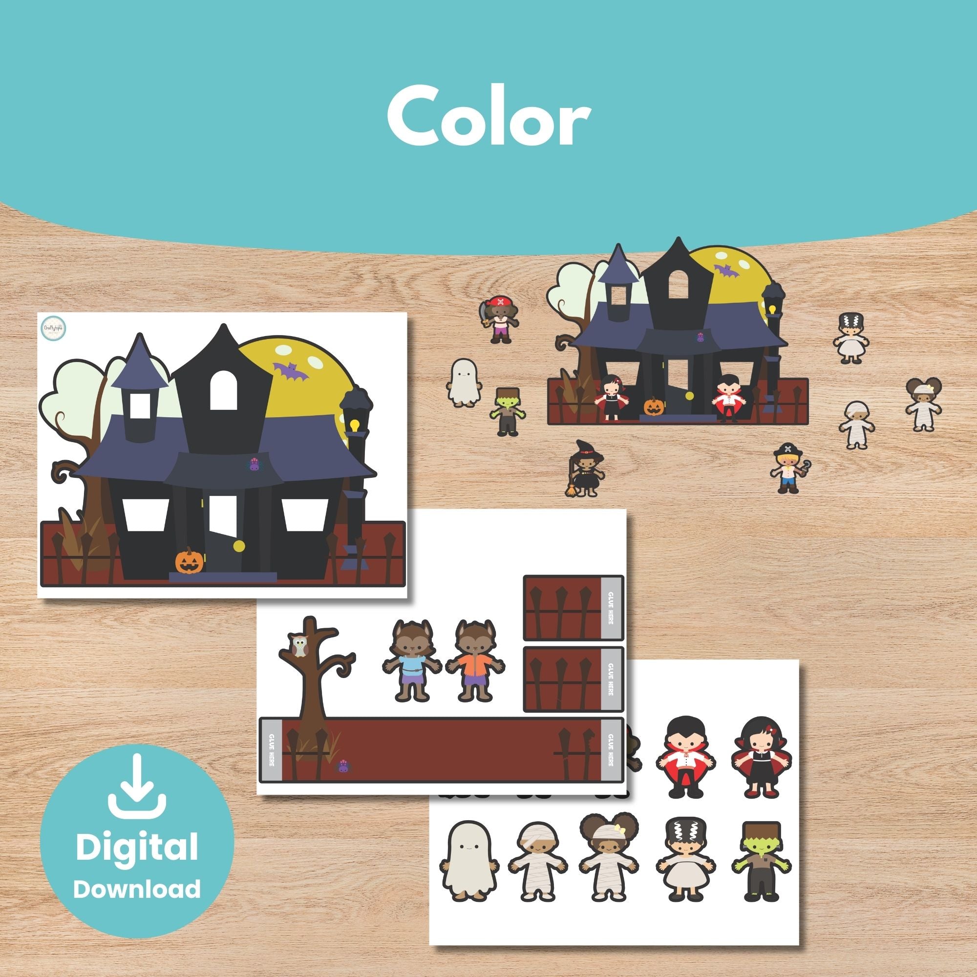 Printable Haunted House Crown Halloween Craft Kids Activity