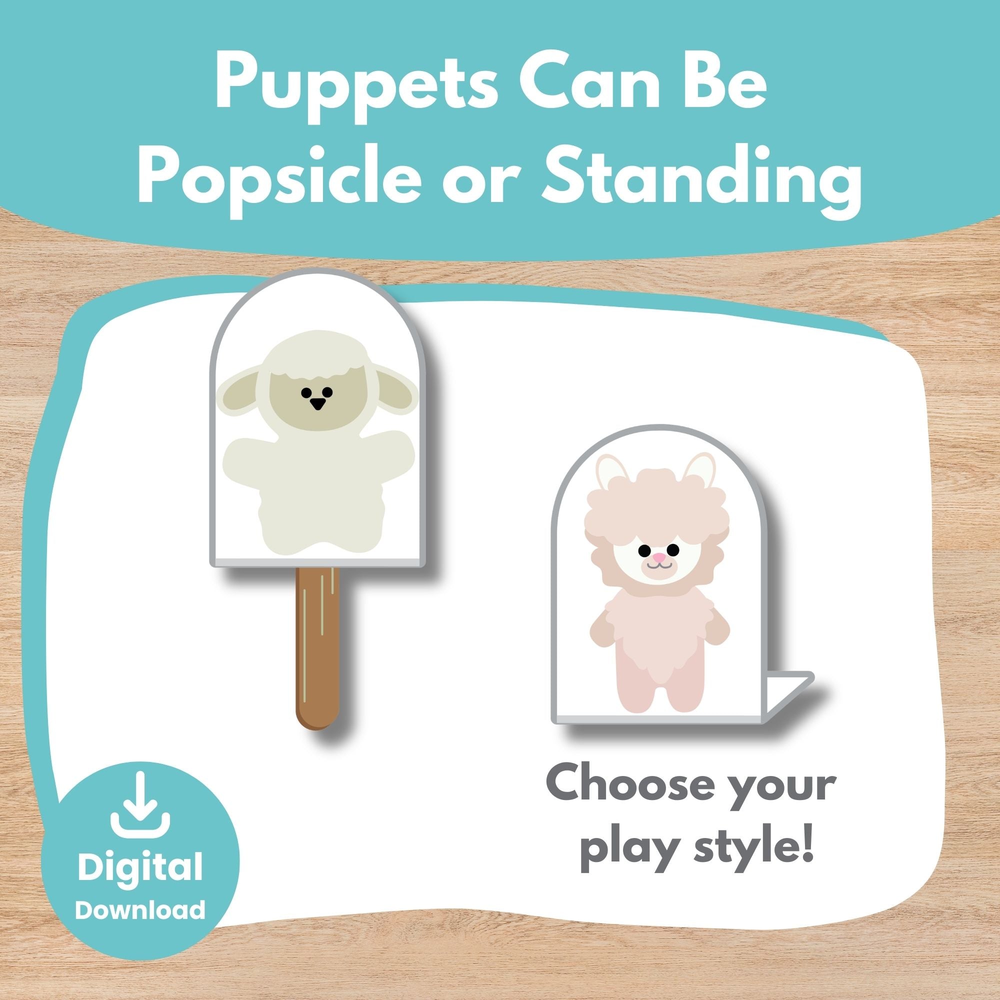 Printable Farm Puppets Scene Kids Activity 