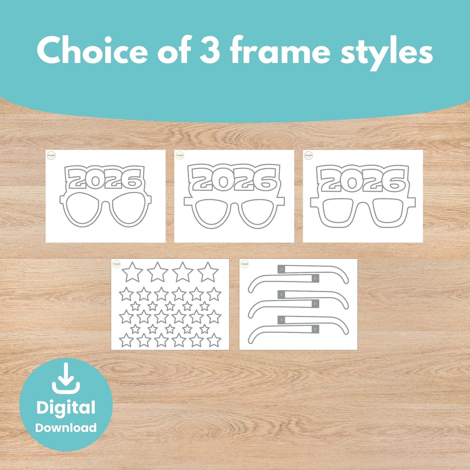 Printable New Year Big Glasses Kids Activity for coloring