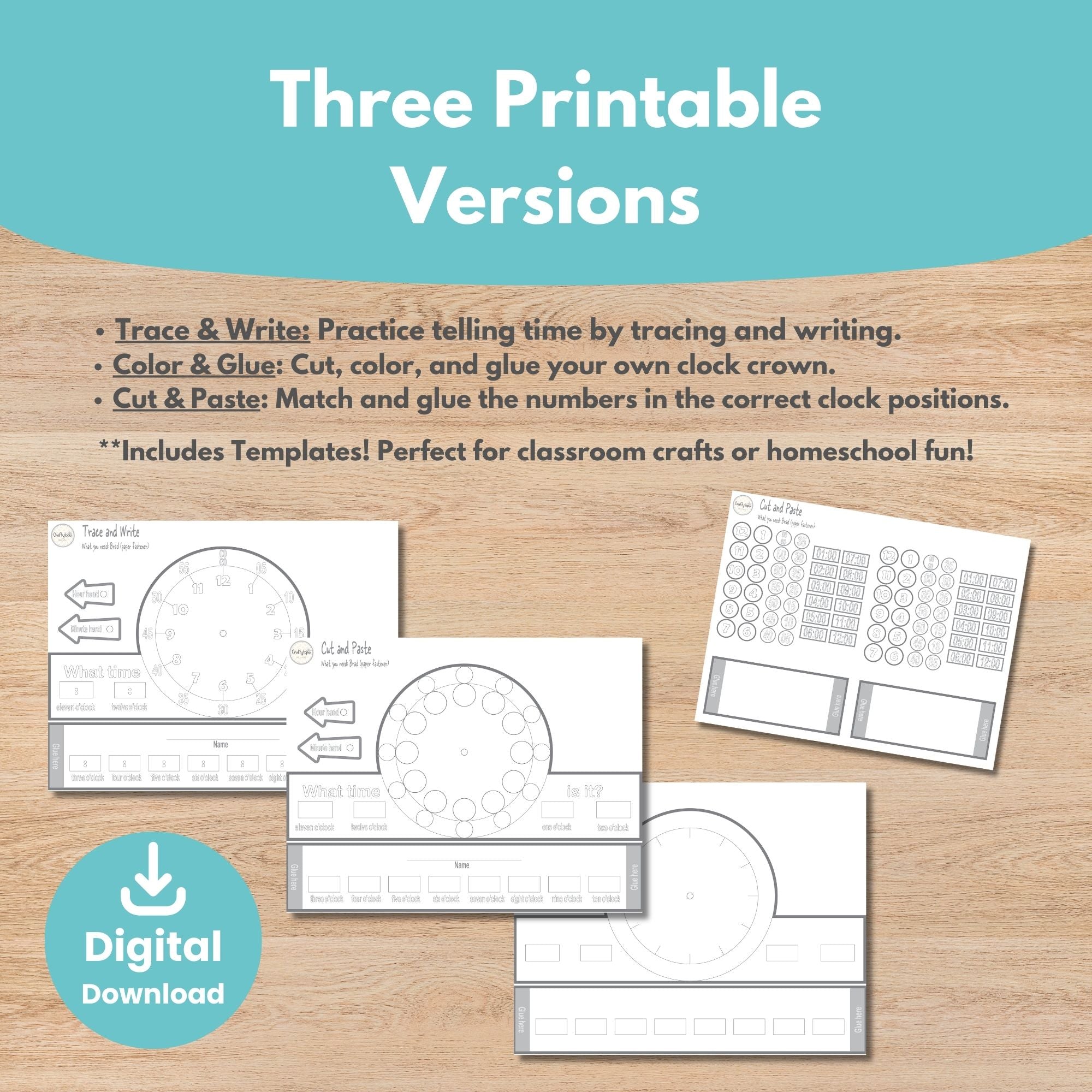 Printable Clock Crown Craft Kids Activity