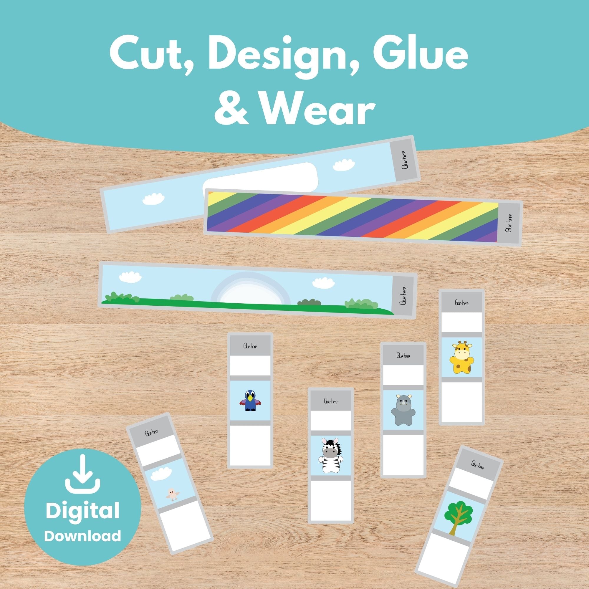 Printable Jungle and Grasslands Animal Bracelets Kids Activity