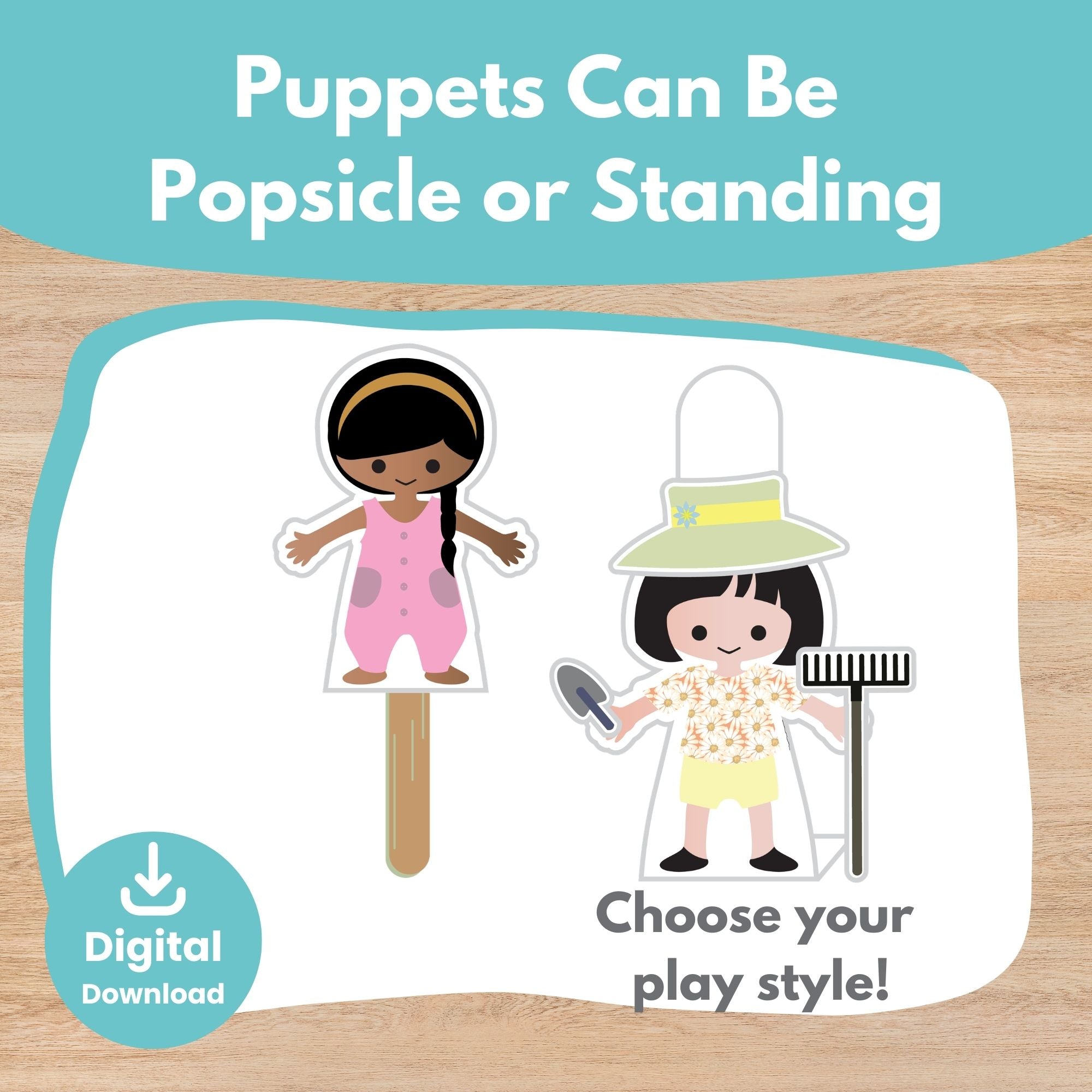 Printable Vegetable Scene Puppets Kids Activity