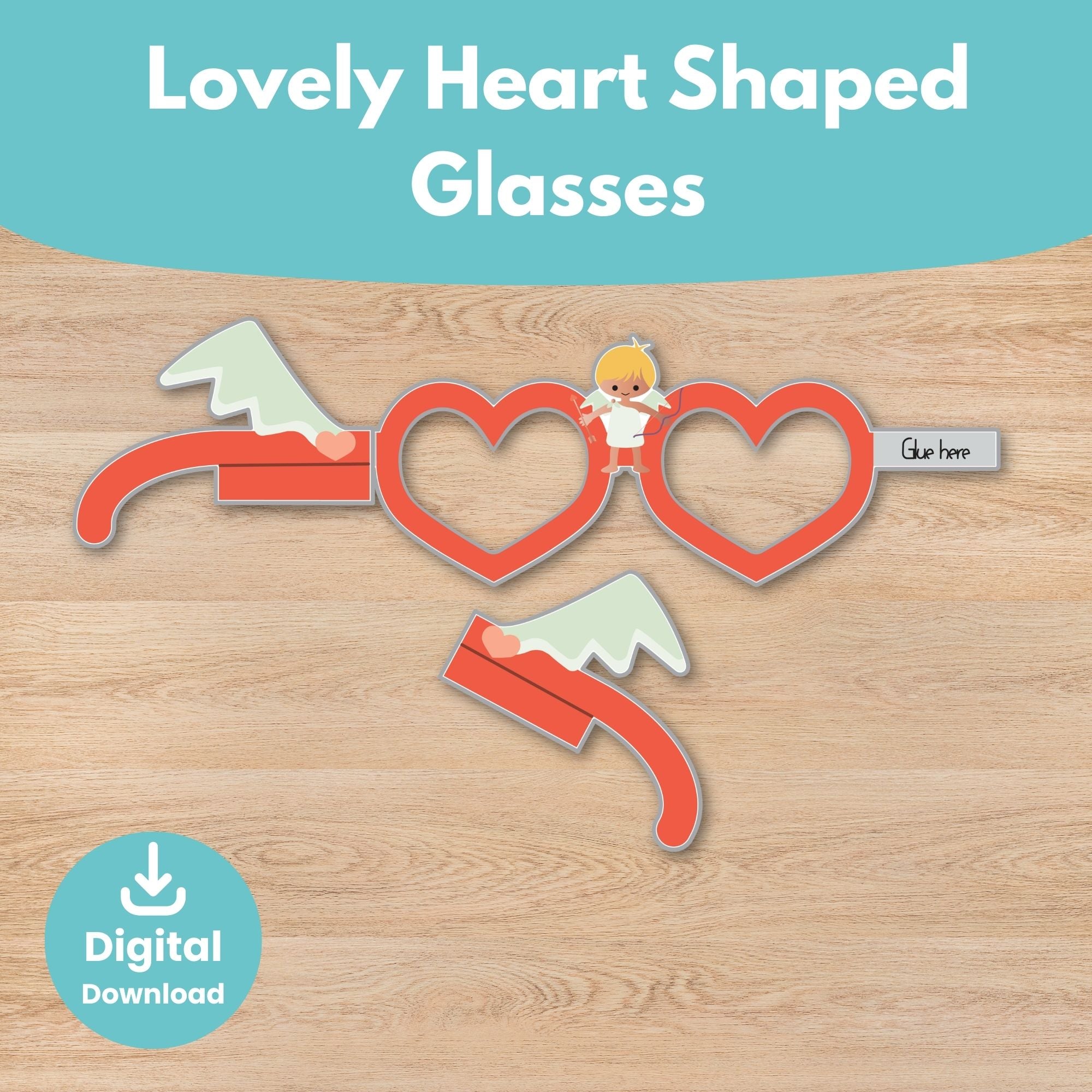 Printable Valentine Heart Glasses Kids Activity