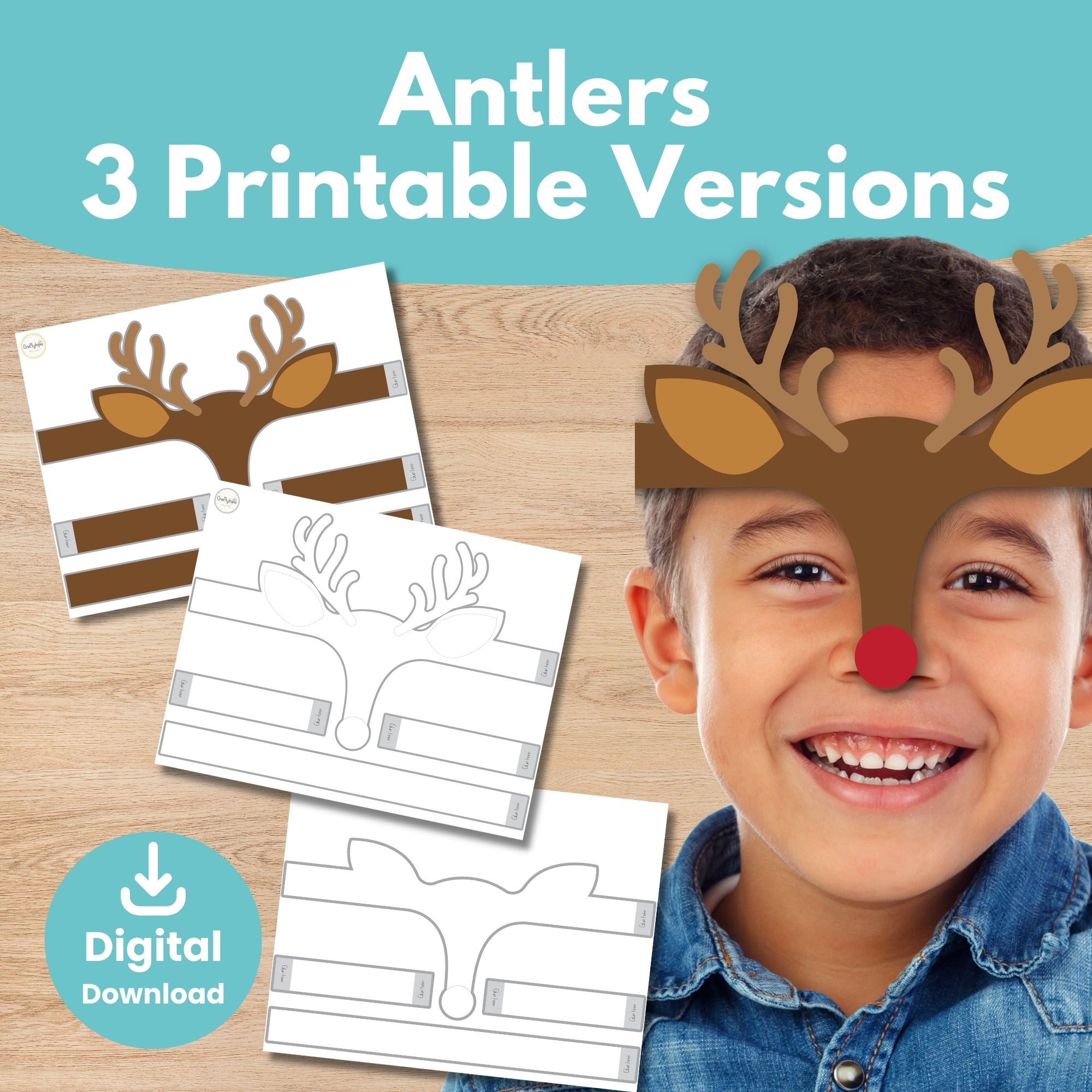 Printable Rudolph the Red Nosed Reindeer Crown with Photo Ornament Kids Activity