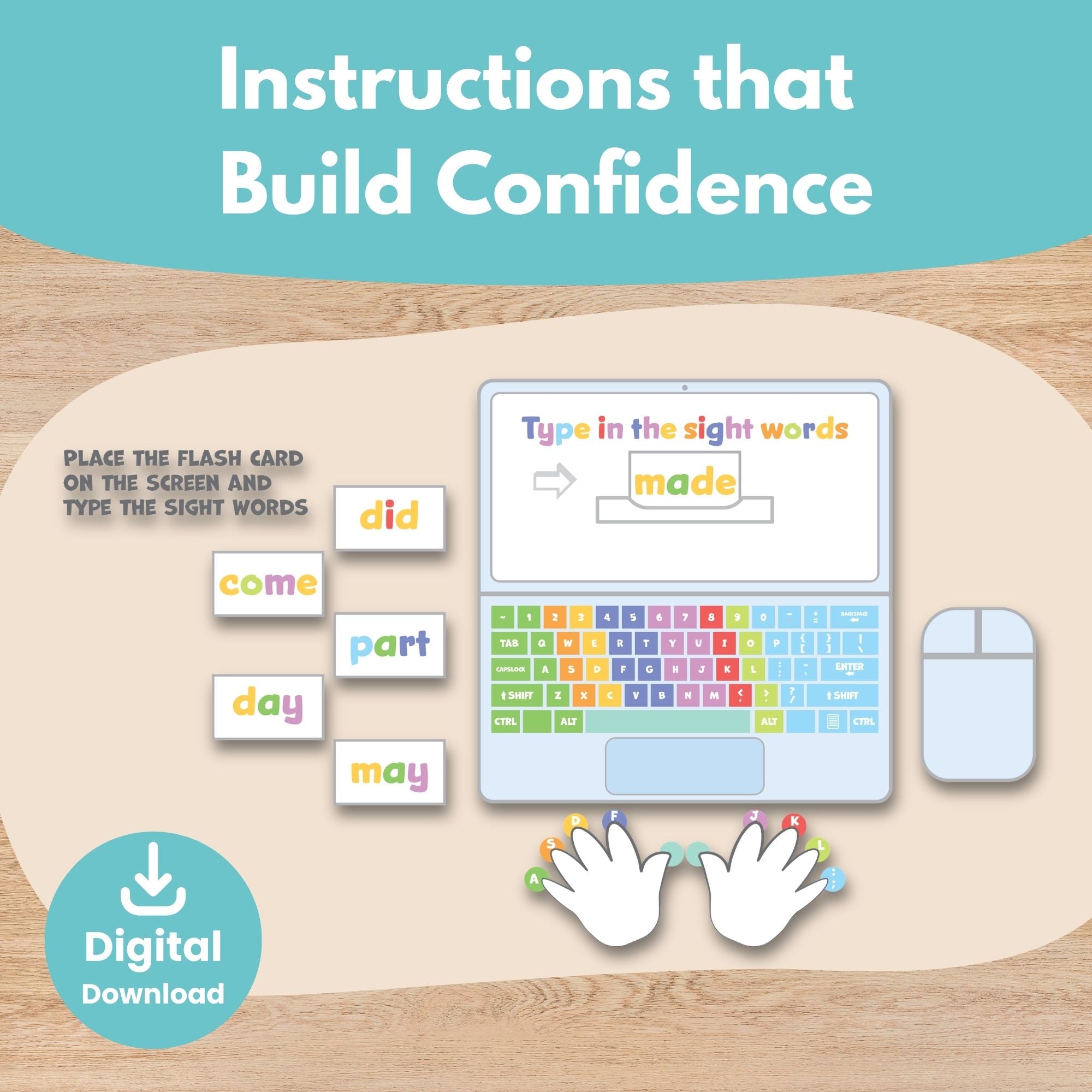 Printable Sight Words Laptop Kids Activity