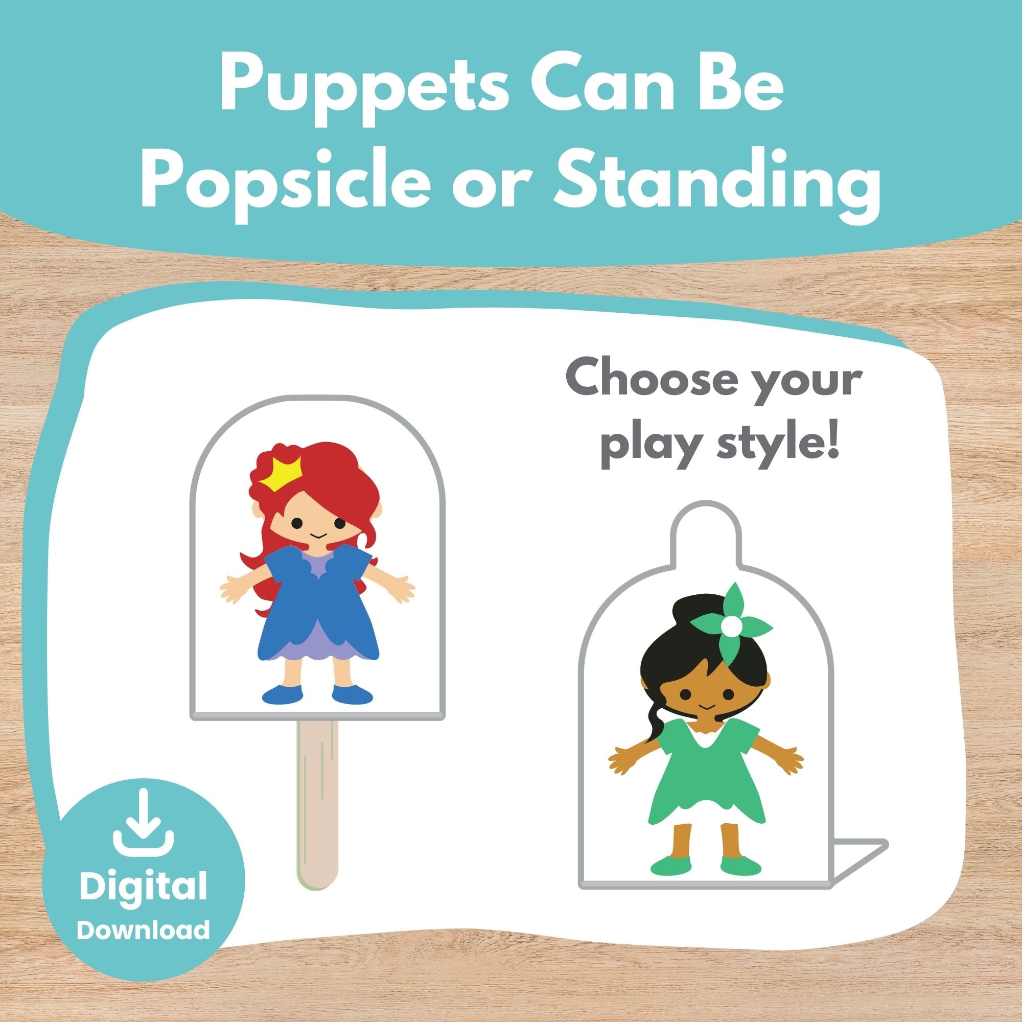 Printable Princess Puppets 3D Scene Kids Activity