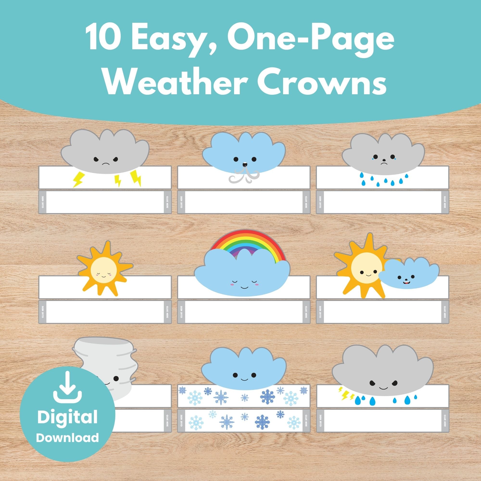 Printable Weather Crowns Kids Activity