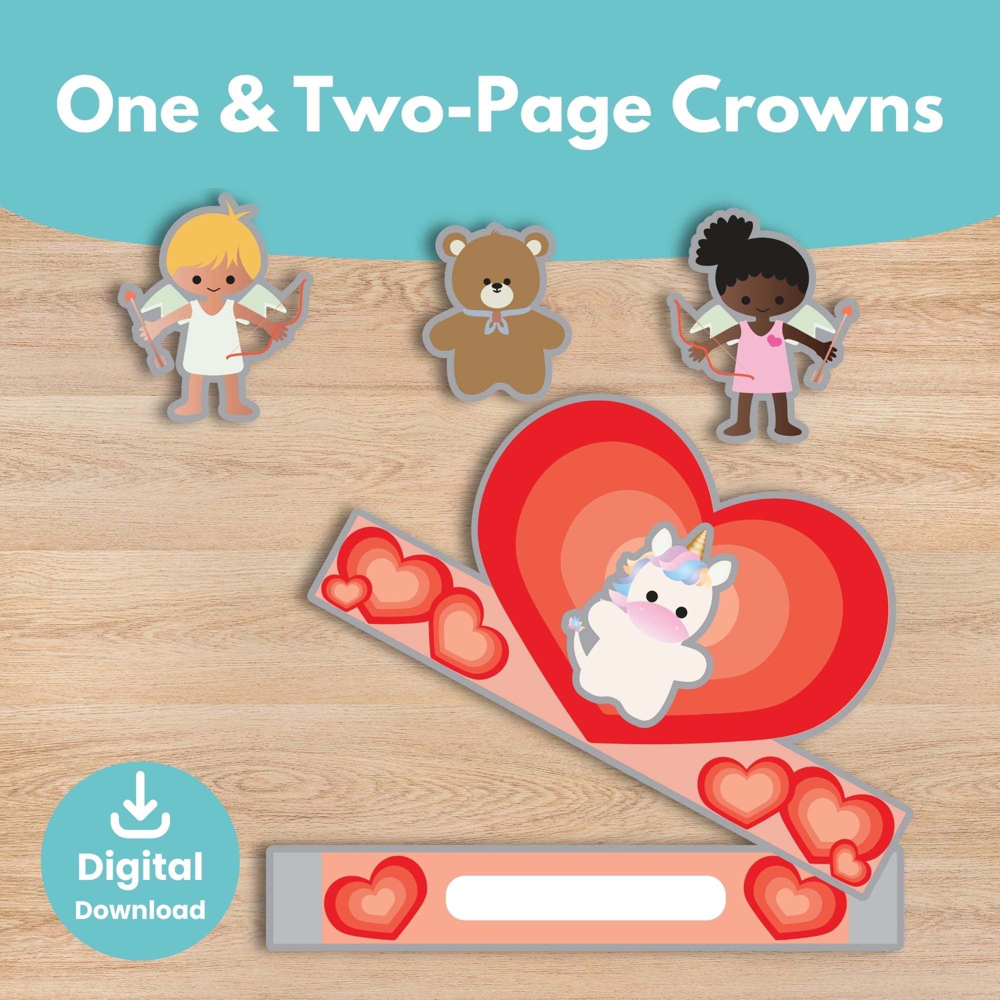 Printable Valentine Crowns Kids Activity