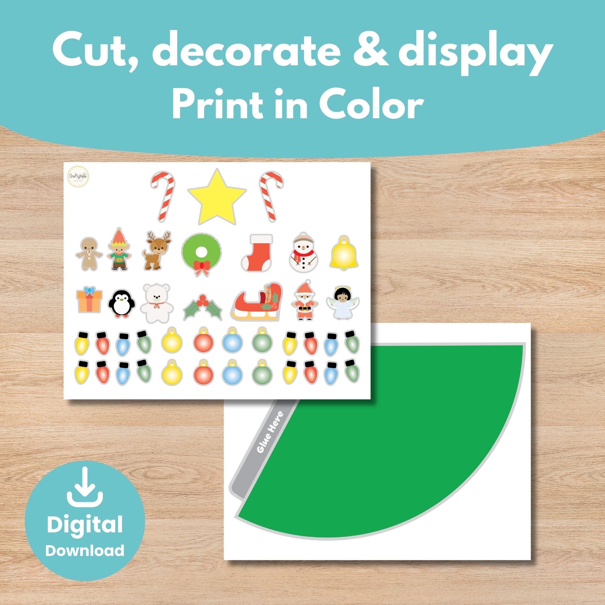 Printable Christmas Tree Hat Craft Kids Activity