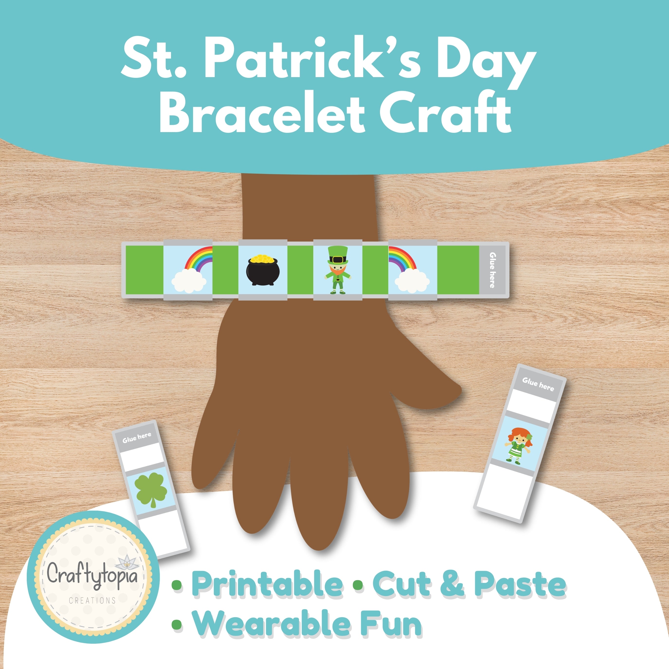St. Patrick's Day bracelets printable jewelry craft activity for kids Craftytopia