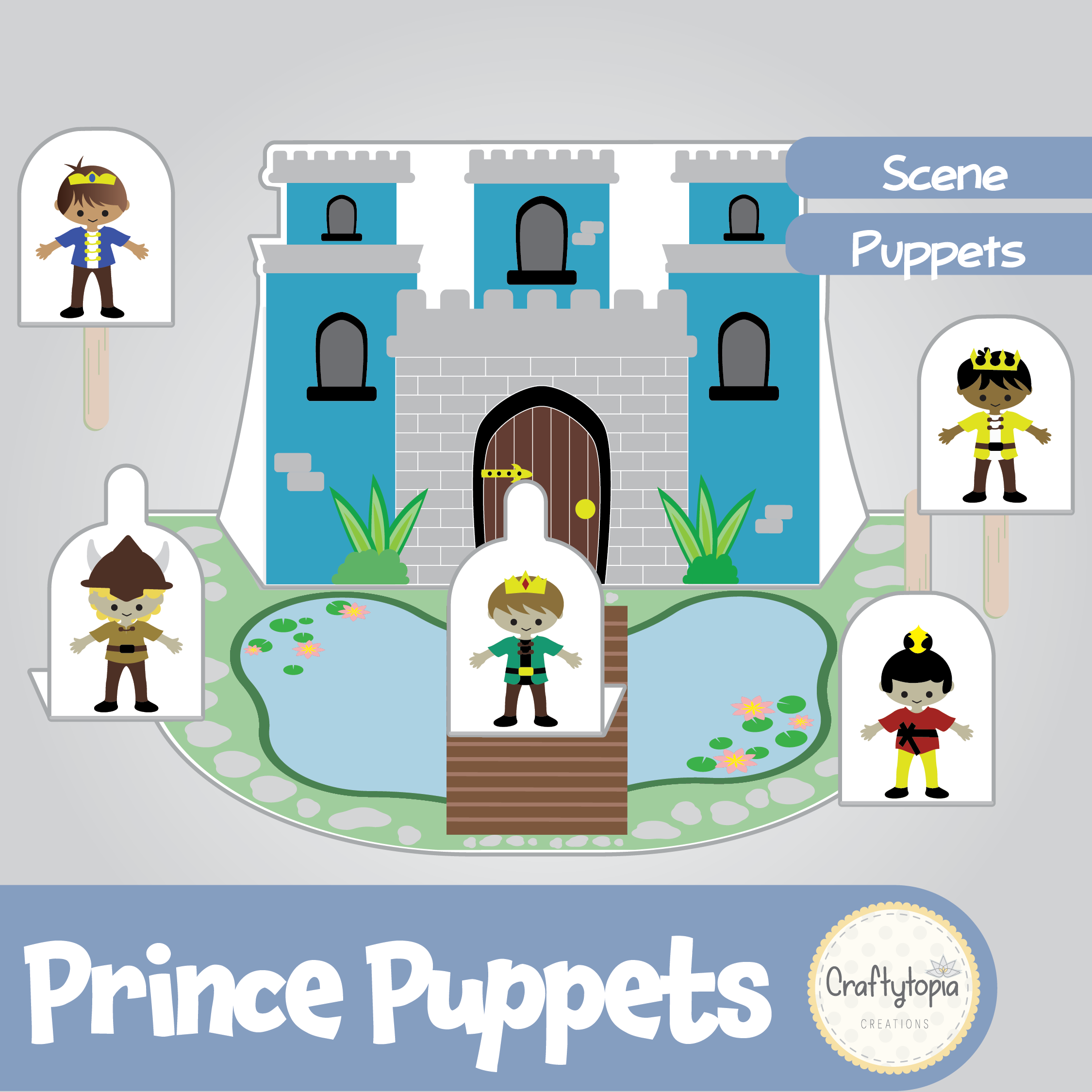 Printable Prince Puppets 3D Scene Kids Activity