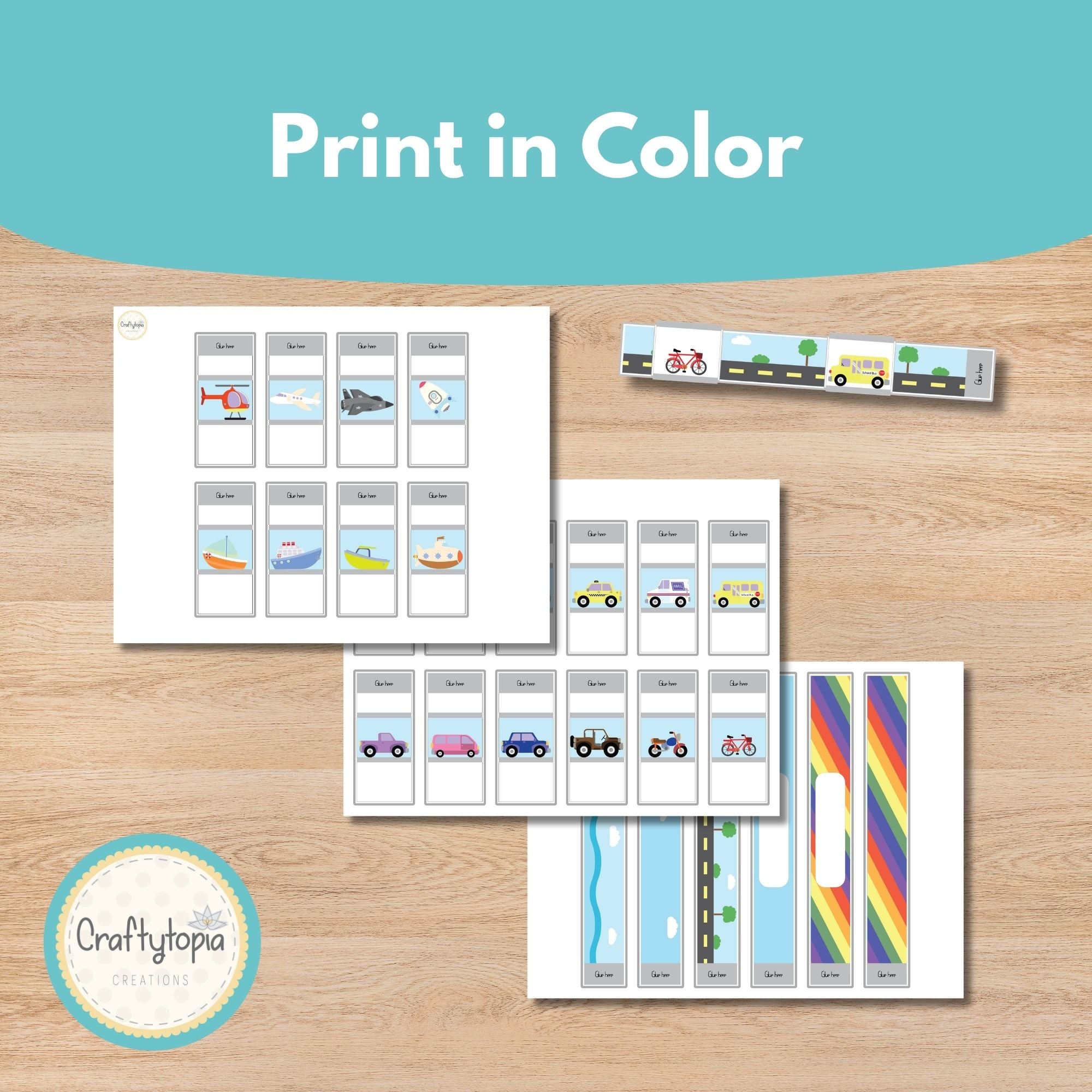 Printable Community Transportation Bracelets Kids Activity 