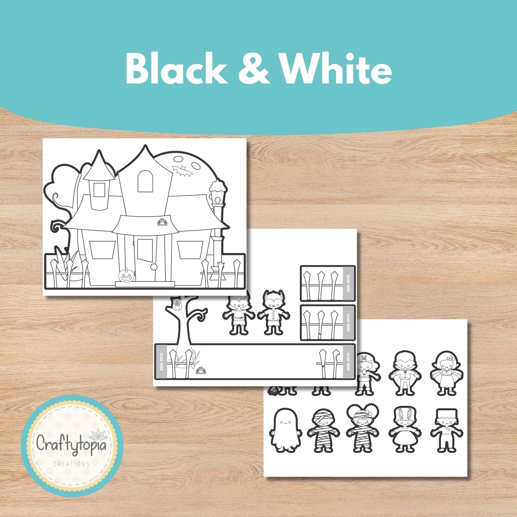 Printable Haunted House Crown Halloween Craft Kids Activity for coloring