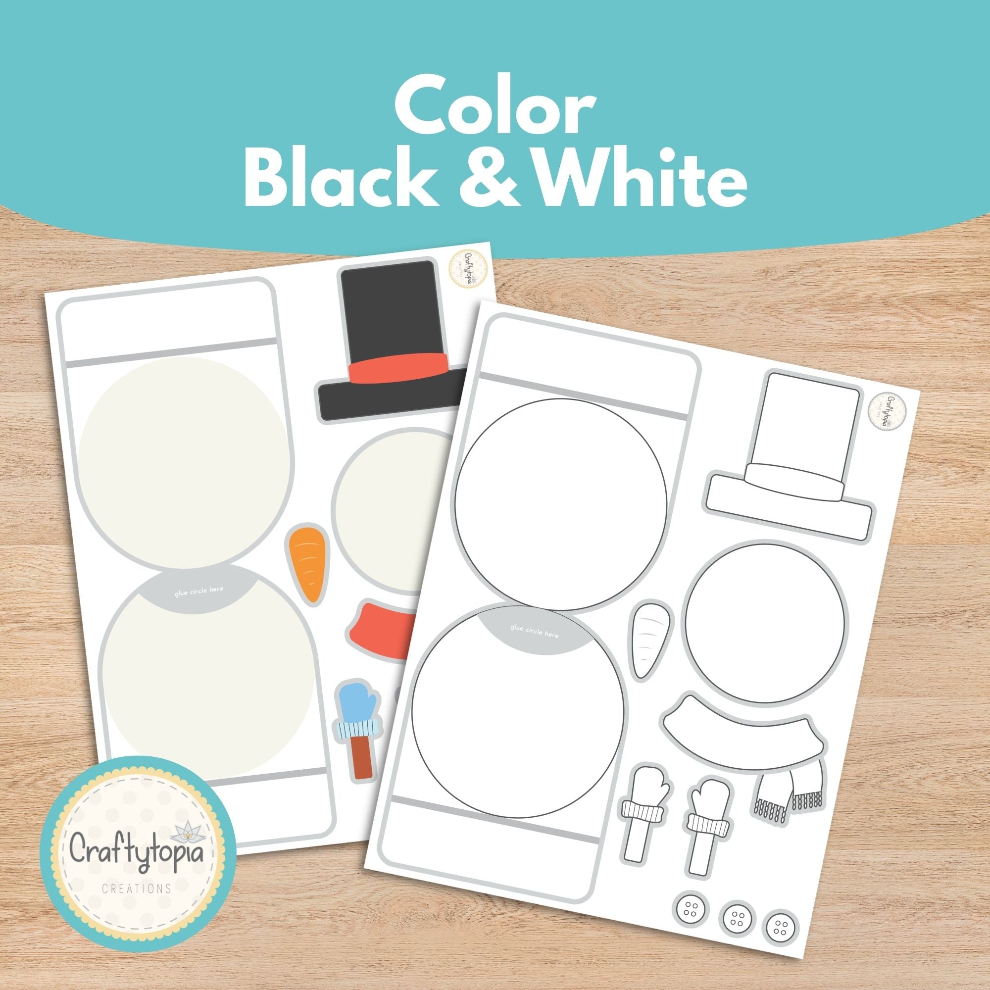 Printable Snowman 2D Shapes Kids Activity