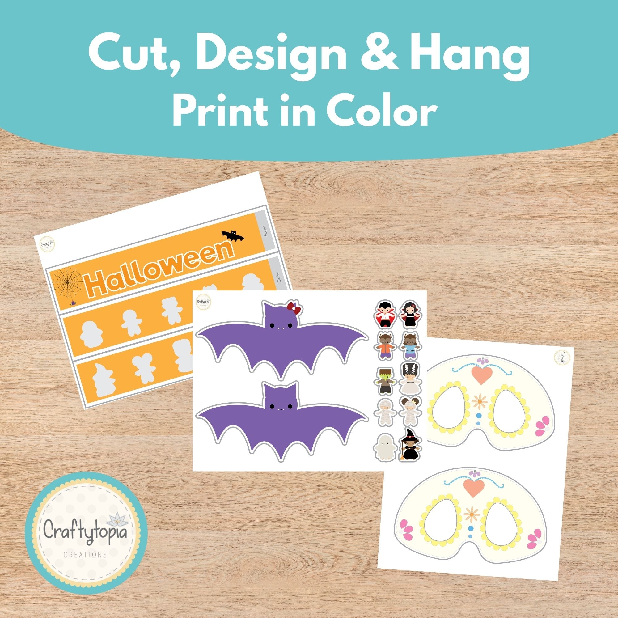 Printable Halloween Crown, Mask, Puppet Craft Kids Activity