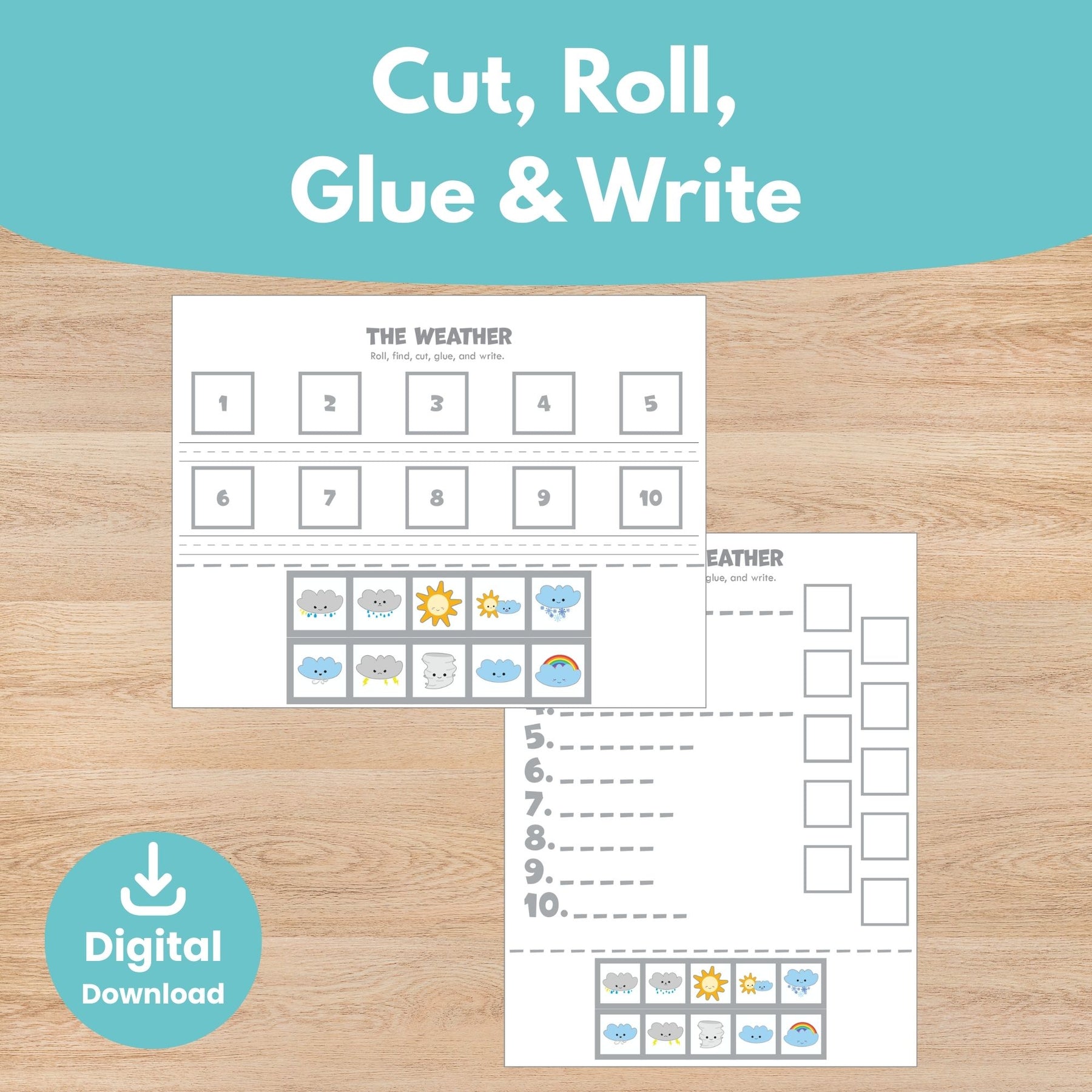 D Ice Weather Program Weather Dice Game | Printable Roll & Write Activity - Craftytopia ...