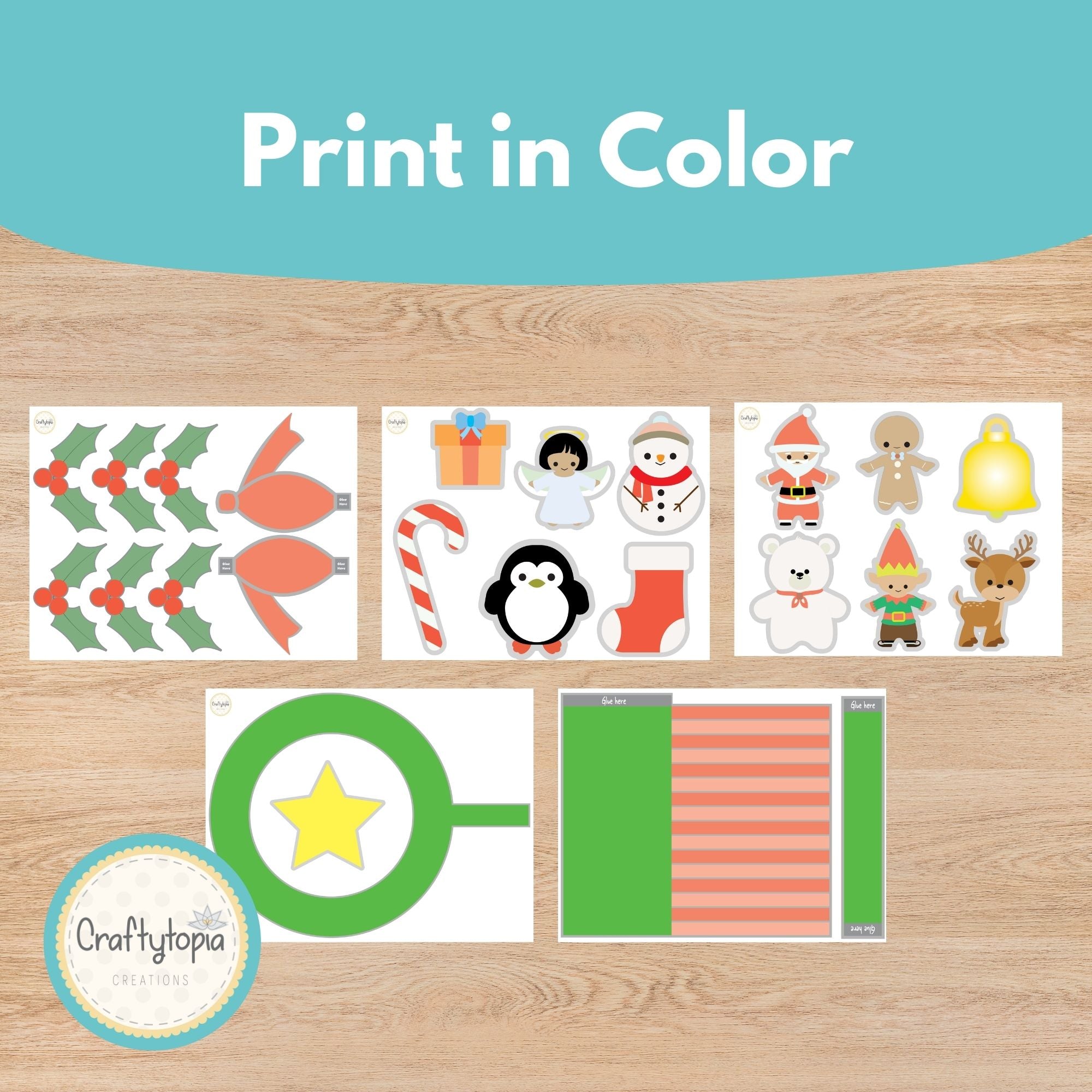 Printable Christmas Wreath and Windsock Craft Kids Activity