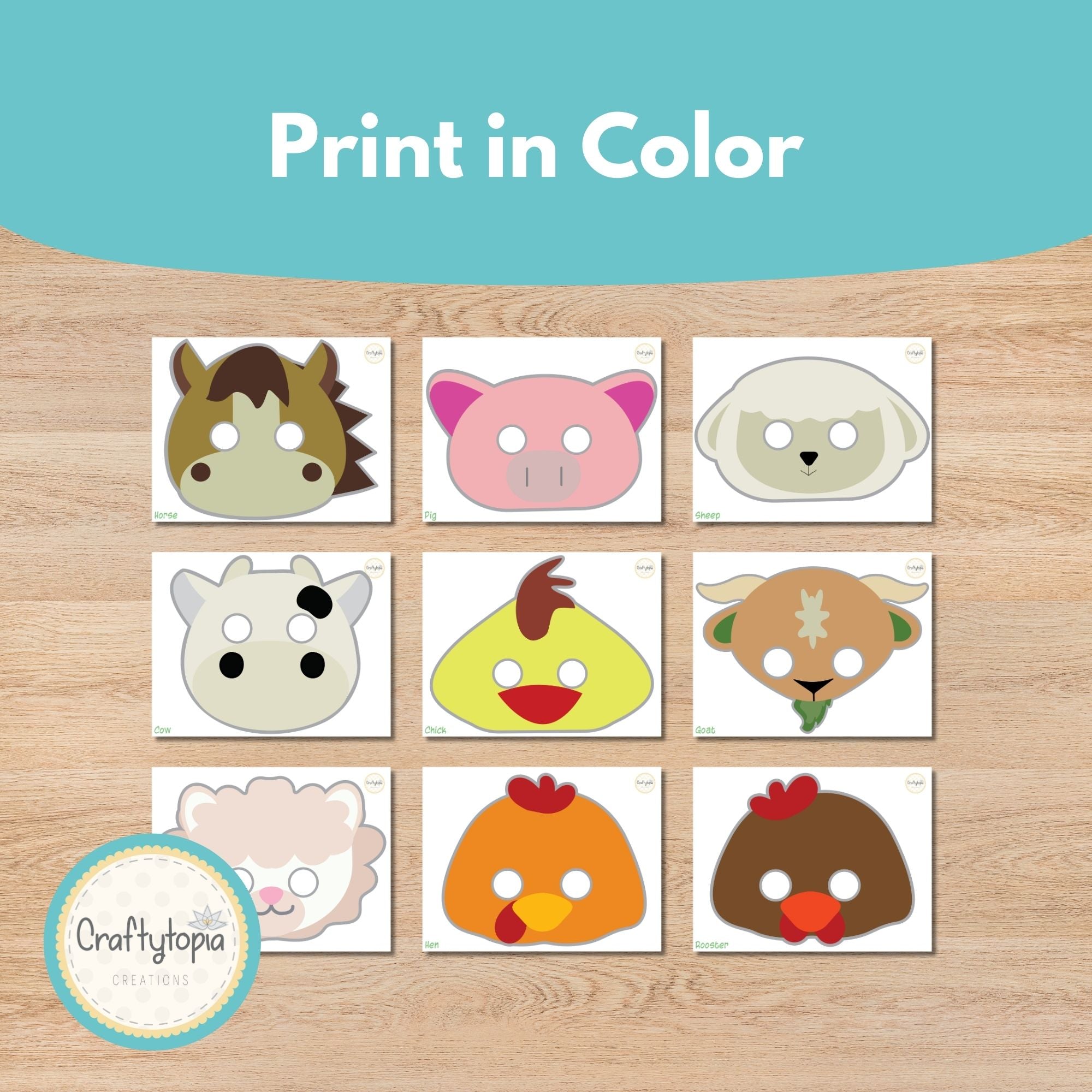 Printable Farm Masks Kids Activity