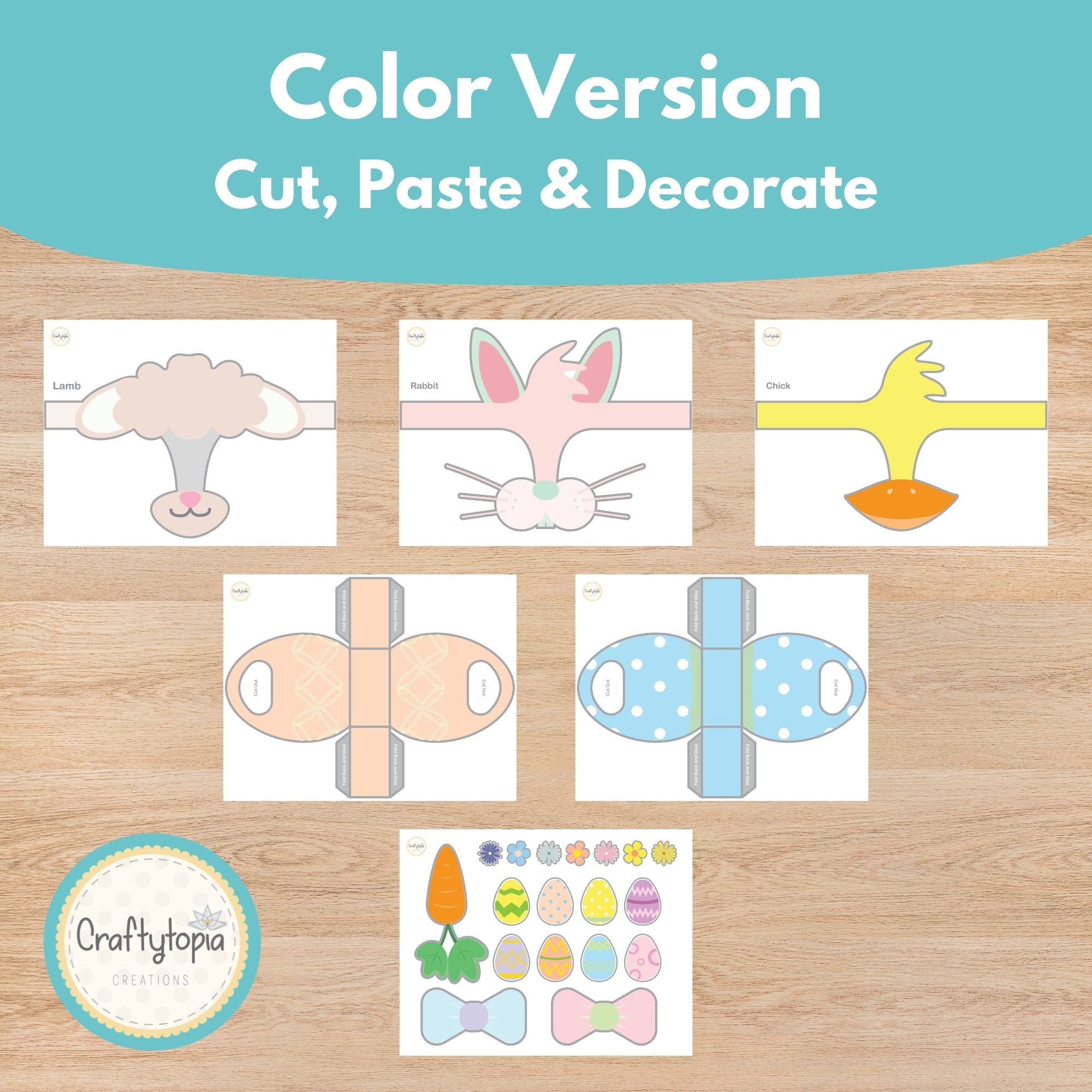 Printable Easter Animal Masks and Baskets Kids Activity