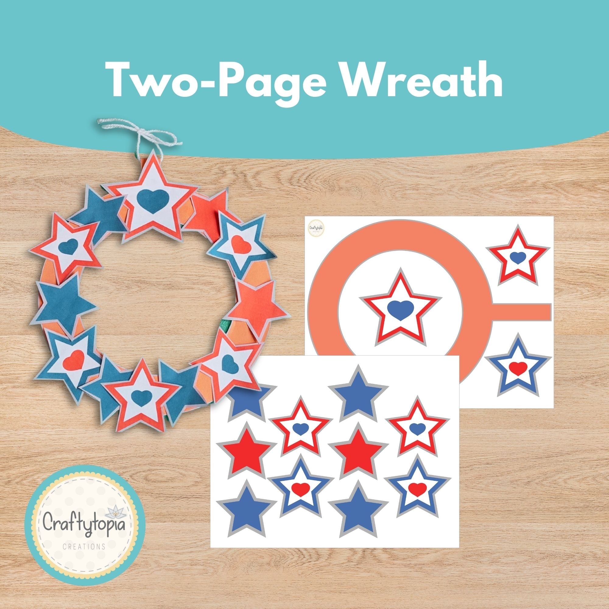 Printable Red, White, and Blue Memorial Day or 4th of July Wreath and Windsock Kids Activity